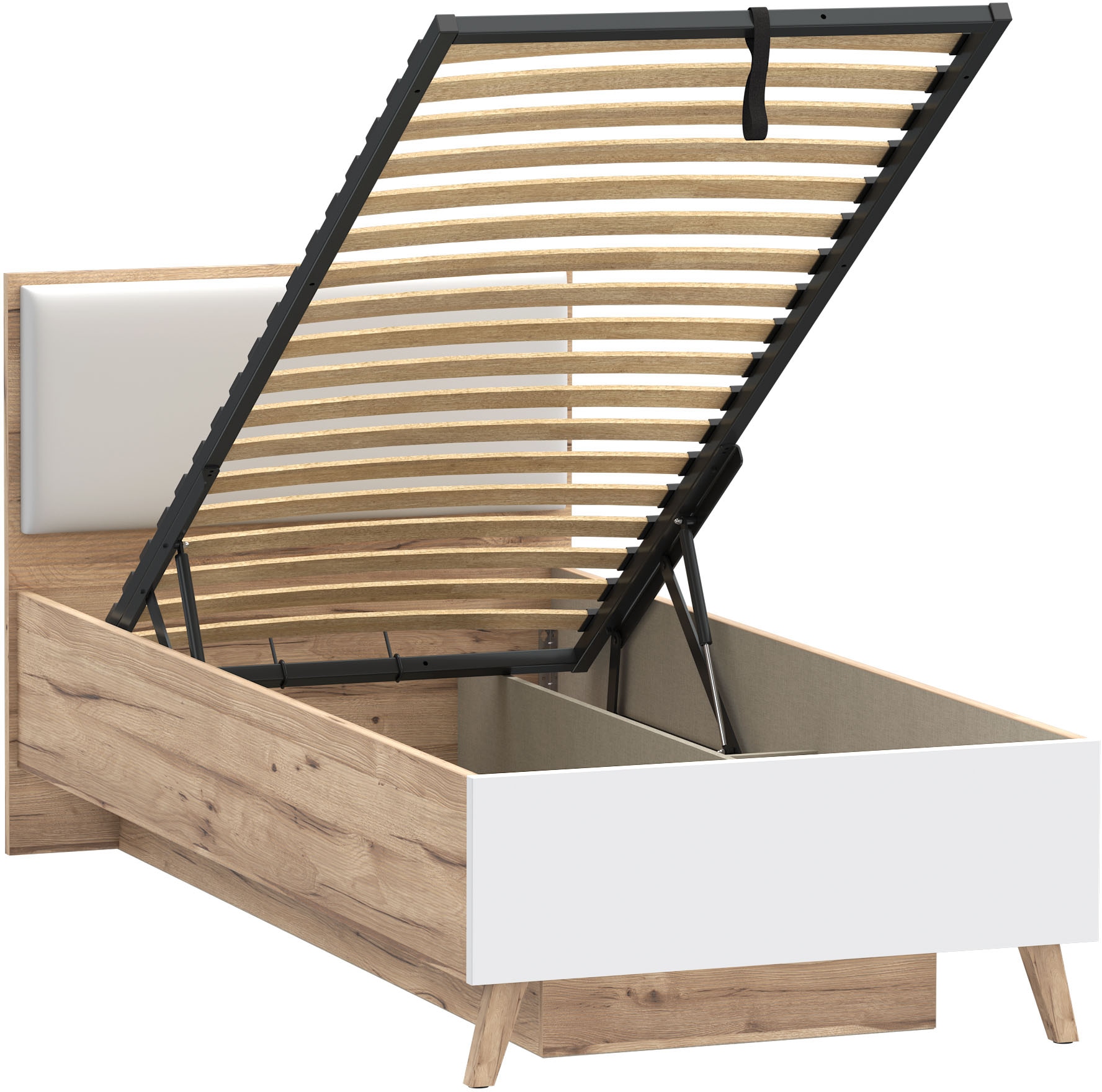 FORTE Stauraumbett »Vankka viel Stauraum, skandinavisches Design, Made in Europe« aufklappbarer Lattenrost, weitere Produkte zur Serie erhältlich