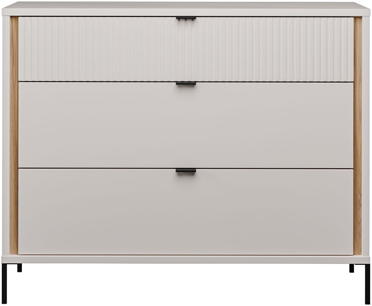 Image of FORTE Kommode "Forte Seravel Sideboard 110 cm, Kashmir Beige/Mauvella Eiche" B/H/T109,4/87,2/41,5 cm, Metallfüsse schwarz