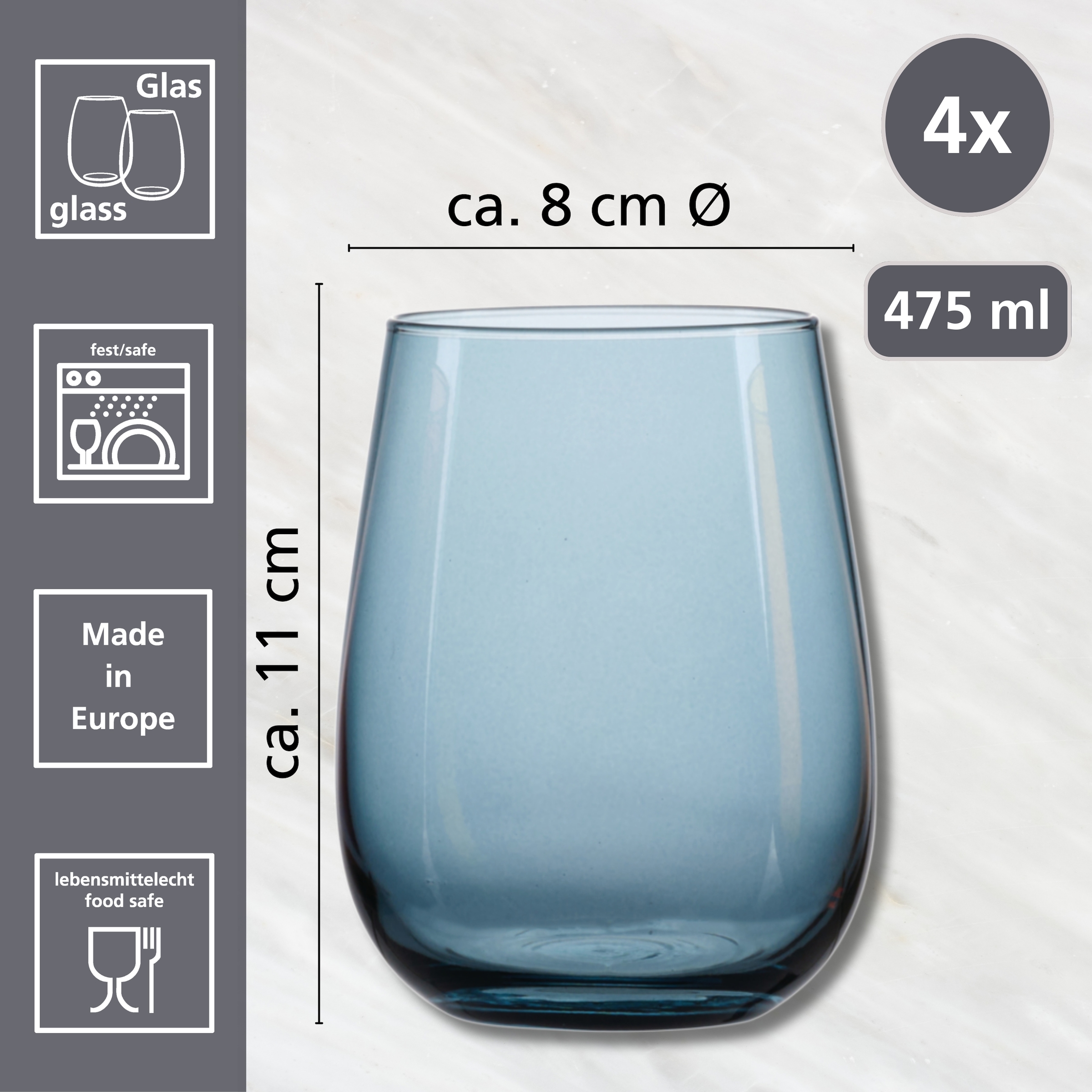 Ritzenhoff & Breker Set de verres »Palermo« Trinkglas im 4er Set, je 475 ml