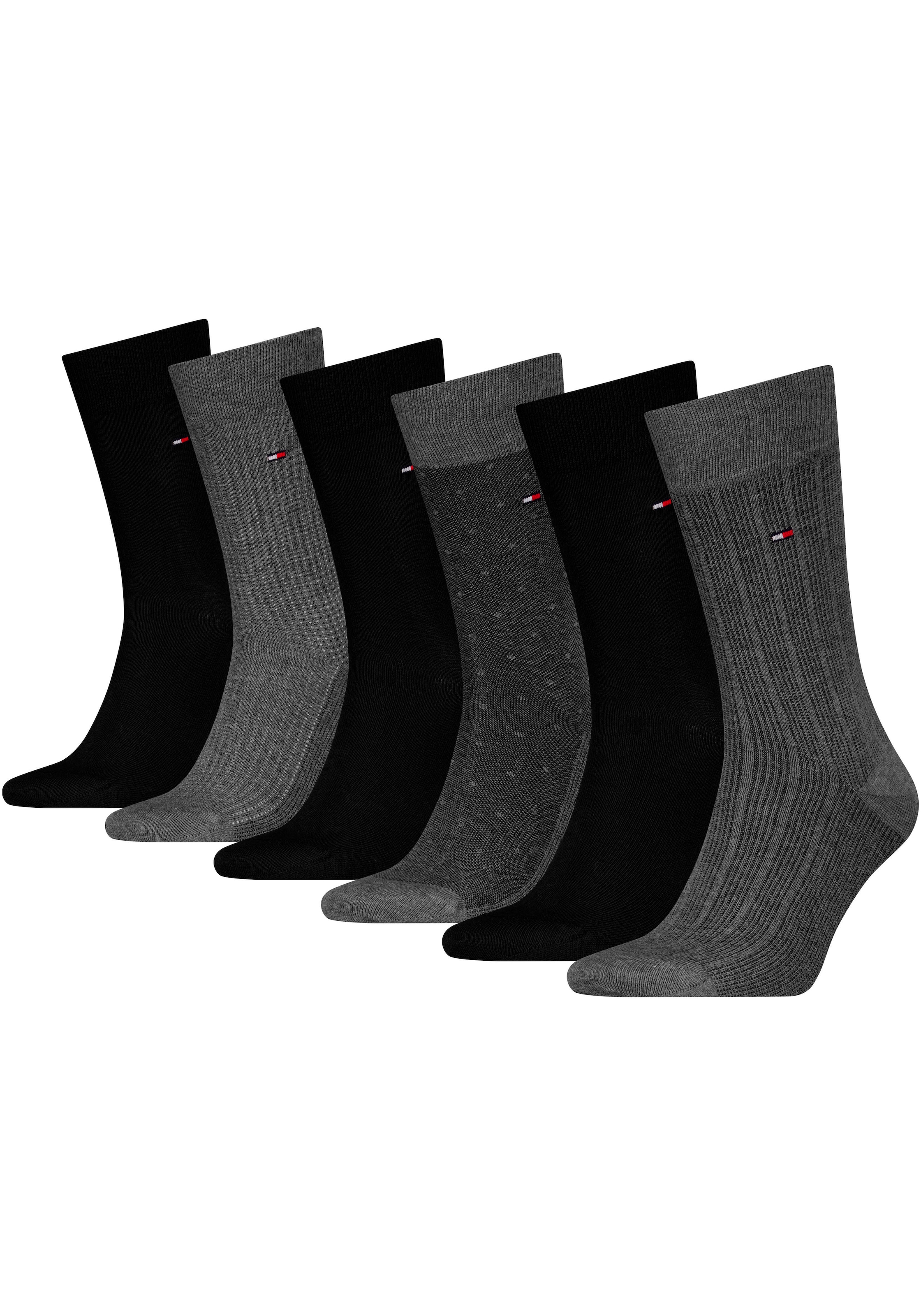 Tommy Hilfiger Socken »TH MEN SOCK 6P TIN GIFTBOX BIRDSEYE«, (Box, 6 Paar), mit gesticketem Flag-Label