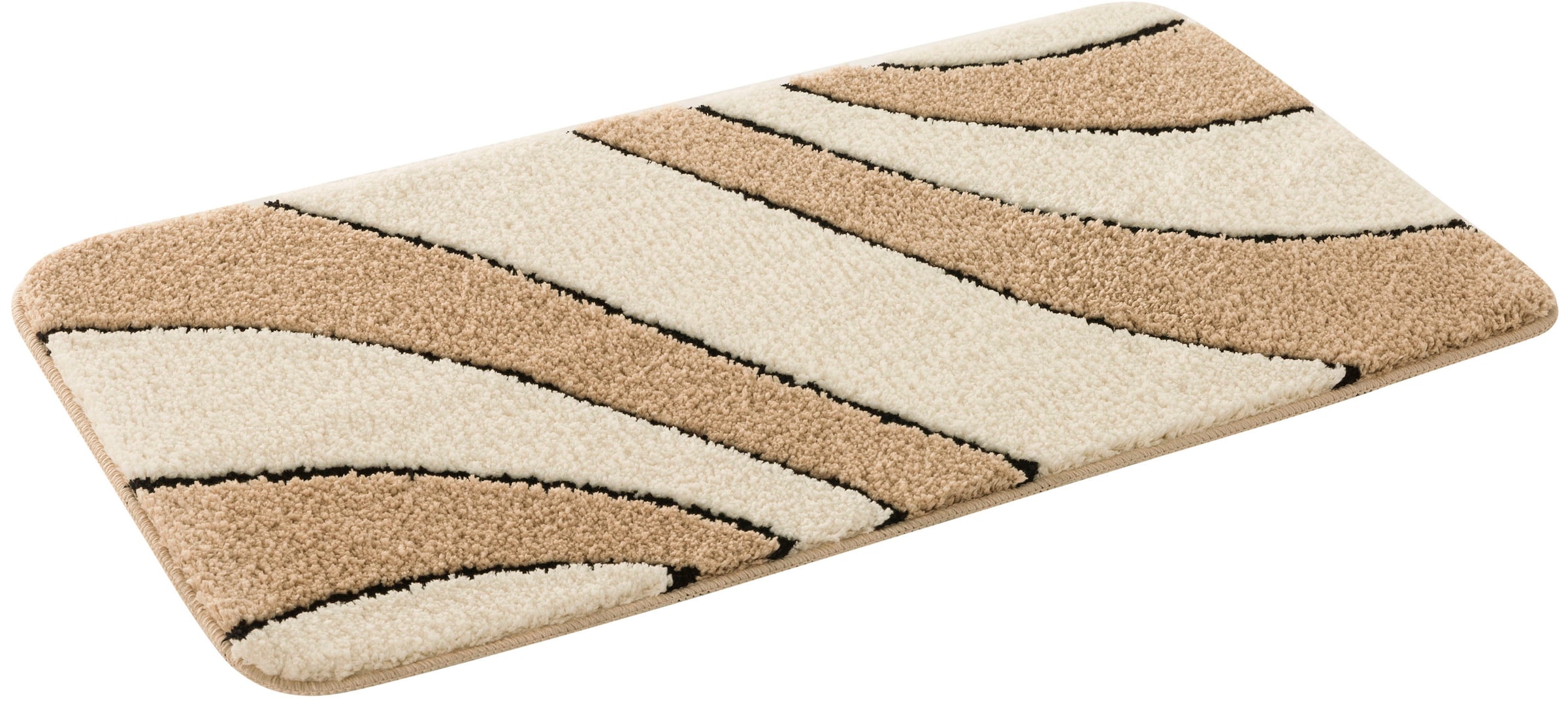 my home Badematte »Anna, Badvorleger, Badezimmer Teppich«, rutschhemmend beschichtet, fussbodenheizungsgeeignet-schnell trocknend, Badteppich, Hoch Tief Effekt, Modern, Weich, Wellen
