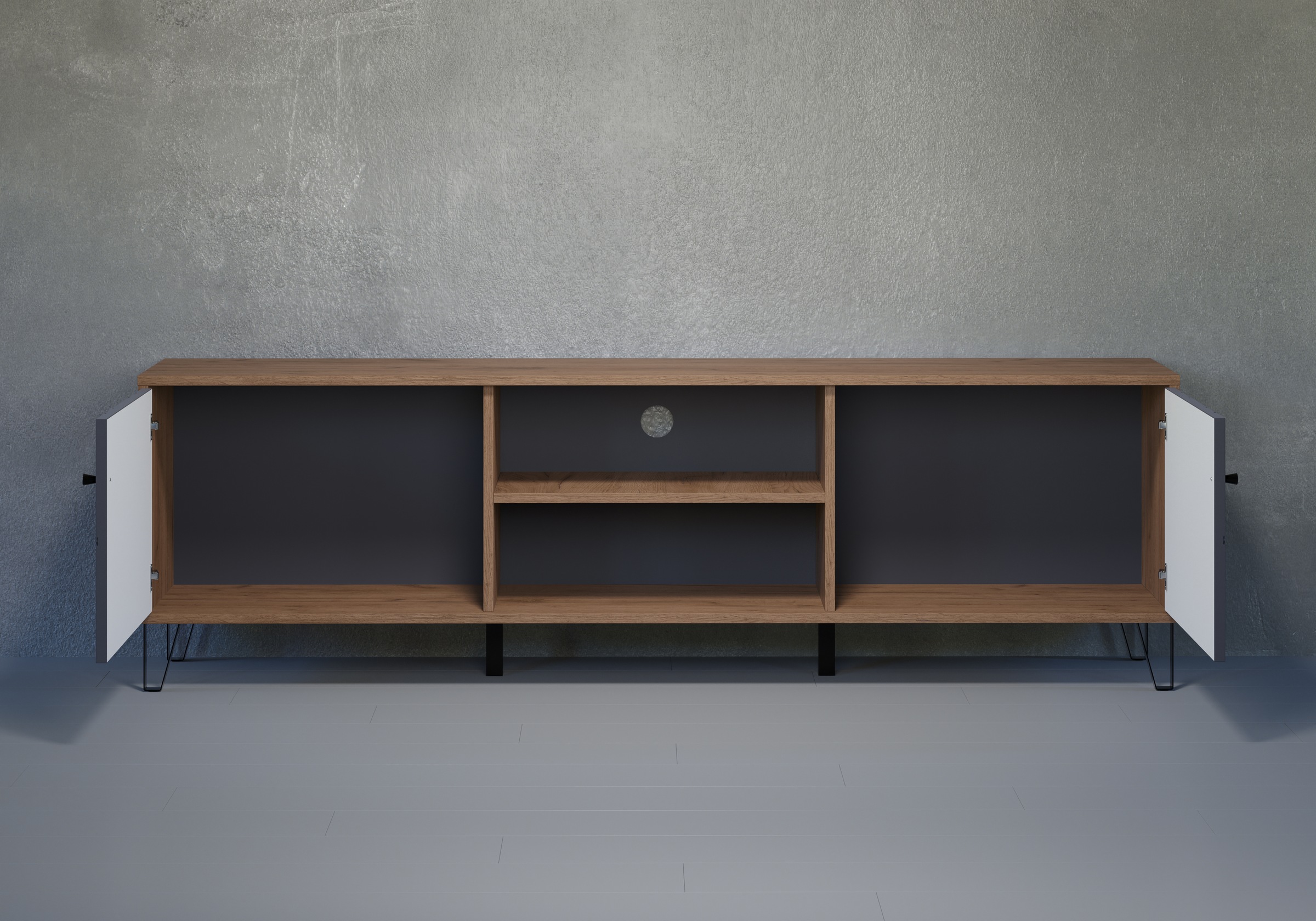 Places of Style Lowboard »Molveno«, (1 St.), Kommode, mit strukturierten Fronten, Soft-Close, B 183 cm