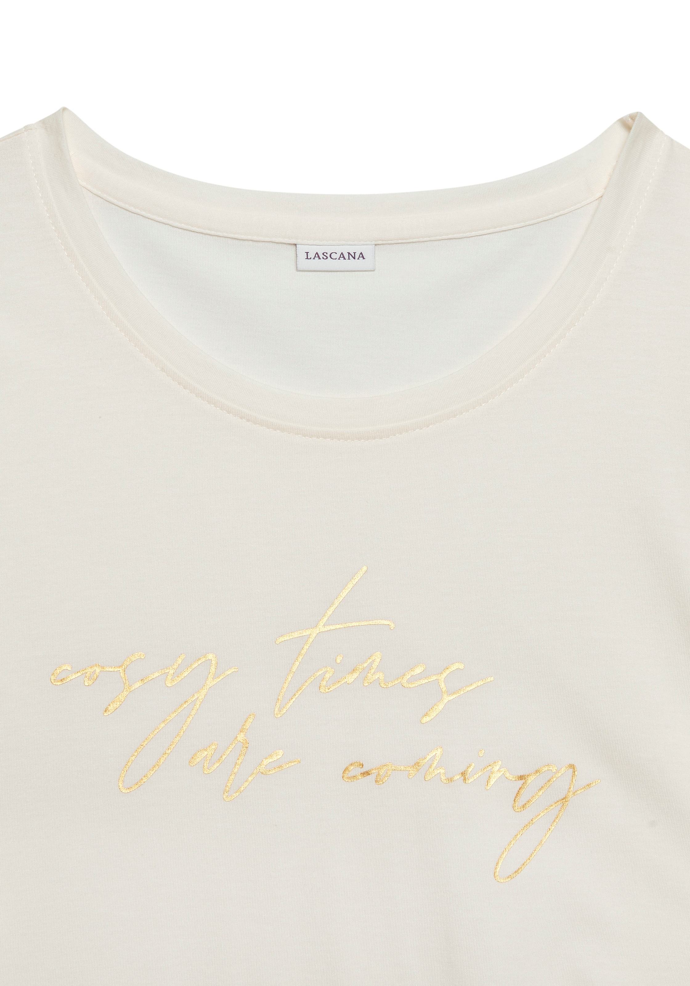 LASCANA Pyjamaoberteil, mit Folienprint