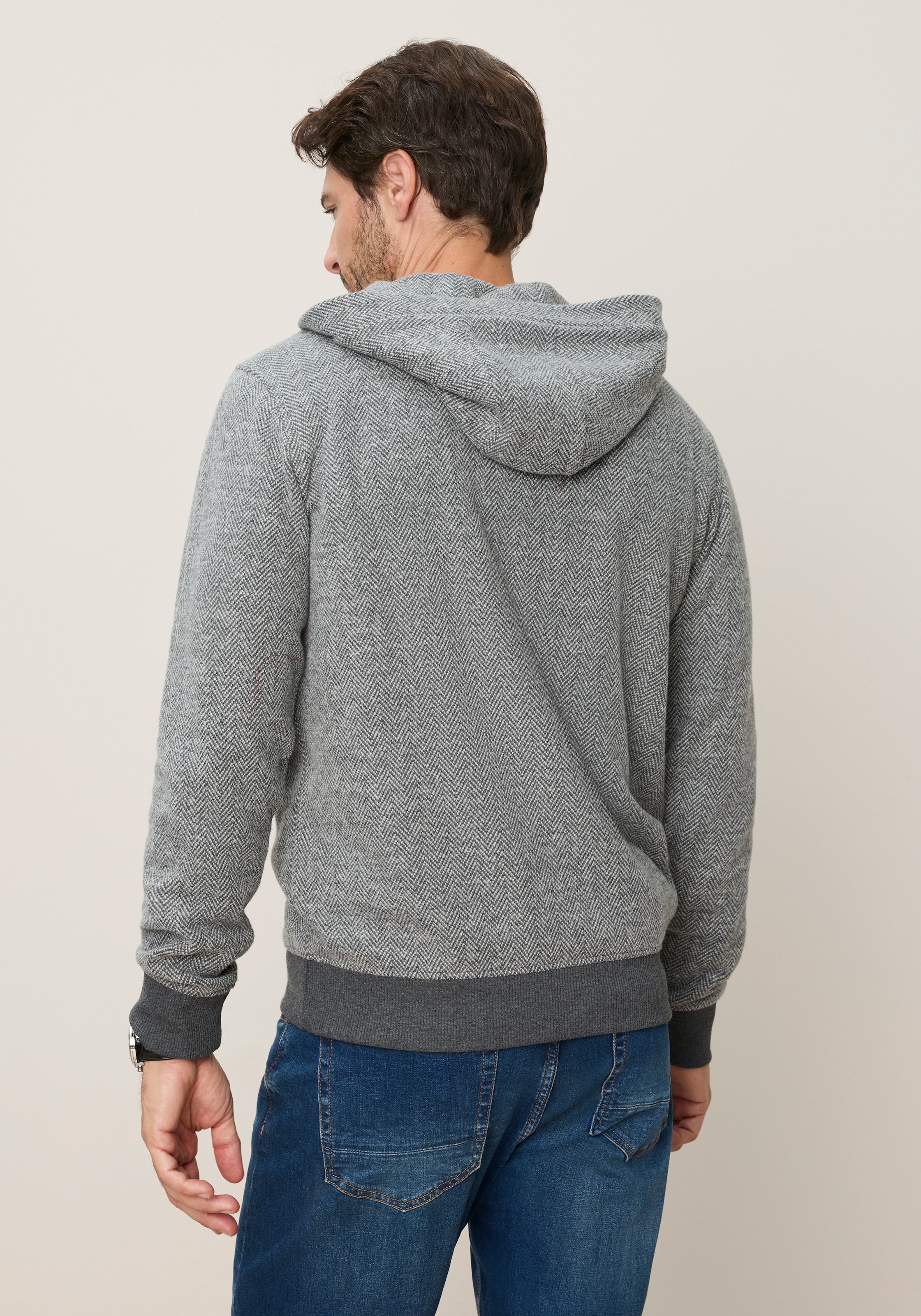 Man's World Pull en polaire , avec capuche, aspect à motifs, en polyester et coton
