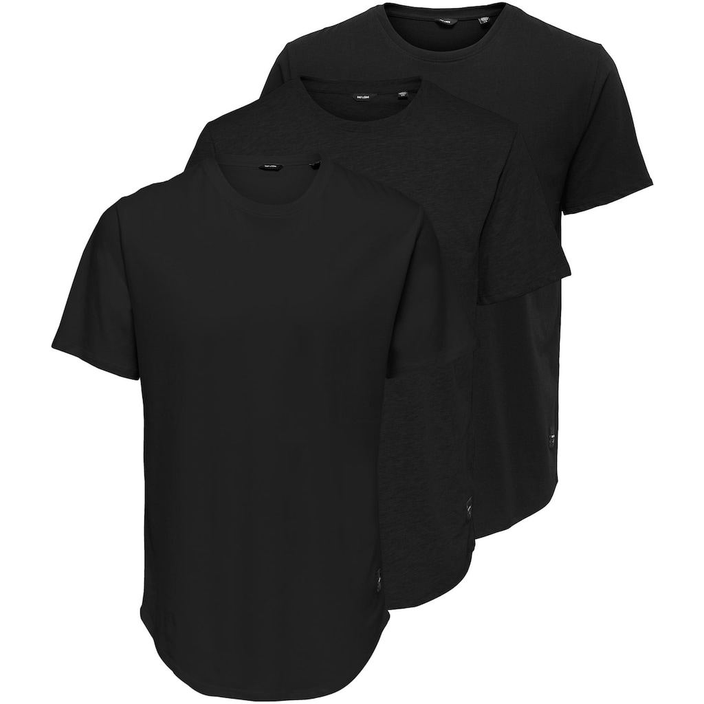 ONLY & SONS T-Shirt »ONSMATT LONGY SS TEE 3-PACK«, (Packung, 3er-Pack)