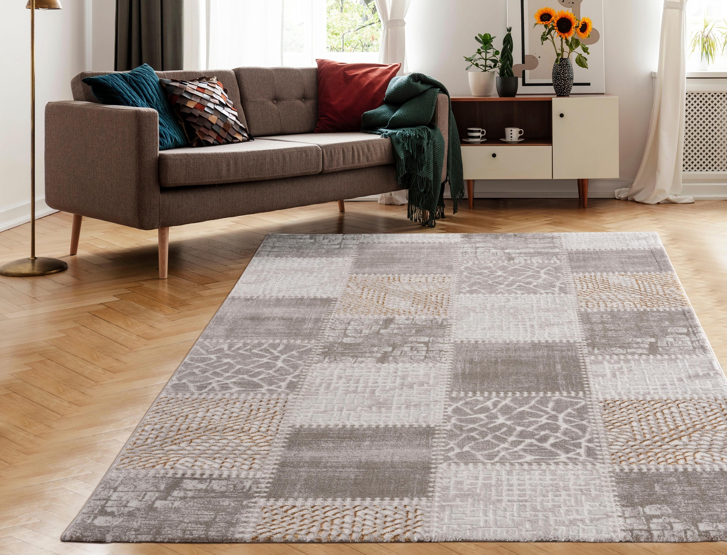 Image of Sanat Teppich "Harmony 3202, auch als Läufer" rechteckig 12 mm Höhe Wohnzimmer, Kurzflor, modern, Patchwork, Schlafzimmer