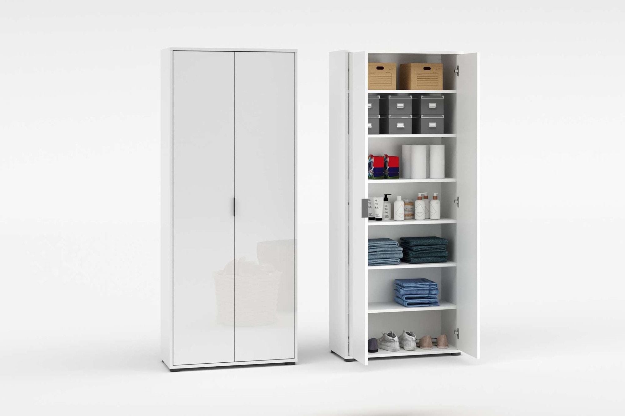 Image of Home affaire Mehrzweckschrank "JOLLY, Stauraumschrank, Breite 72,5 cm, Höhe 178 cm" 1 Stk. tlg. 2-türiger Schrank mit 4 Einlegeböden, hochglanz lackiert