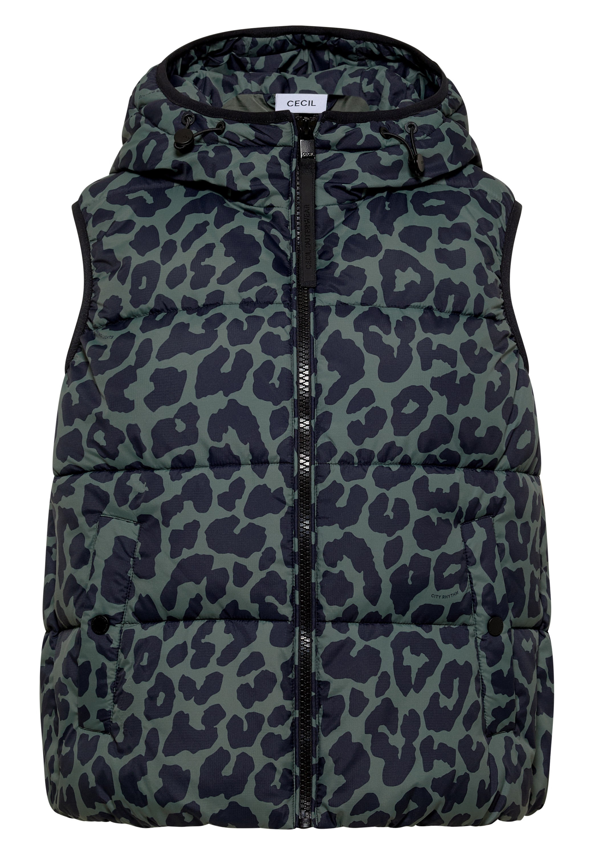Cecil Gilet matelassé Capuche avec cordon de serrage, ourlet élastique, imprimé animal
