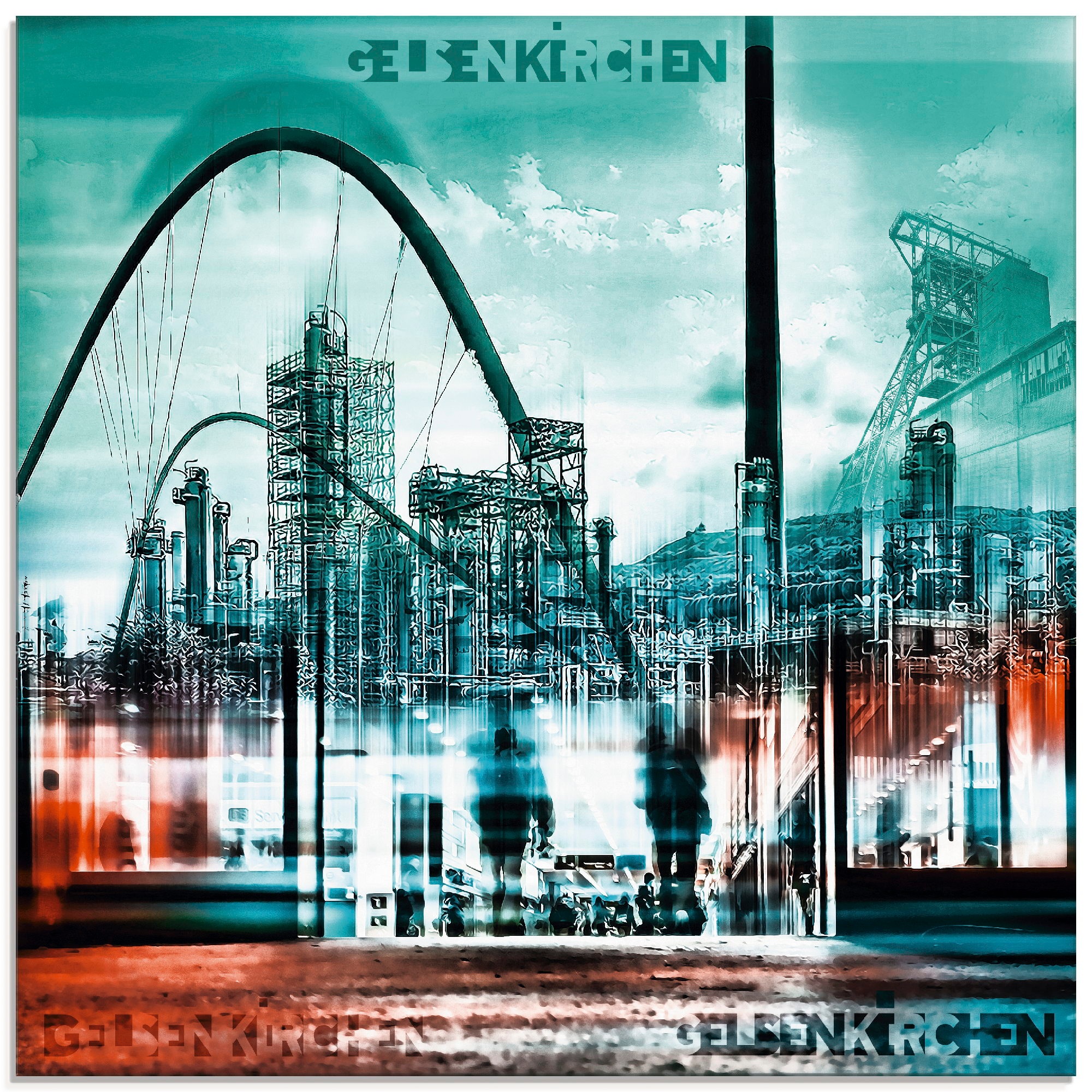 Image of Artland Glasbild "Gelsenkirchen Skyline Collage 02" Deutschland 1 Stk. tlg. in verschiedenen Grössen