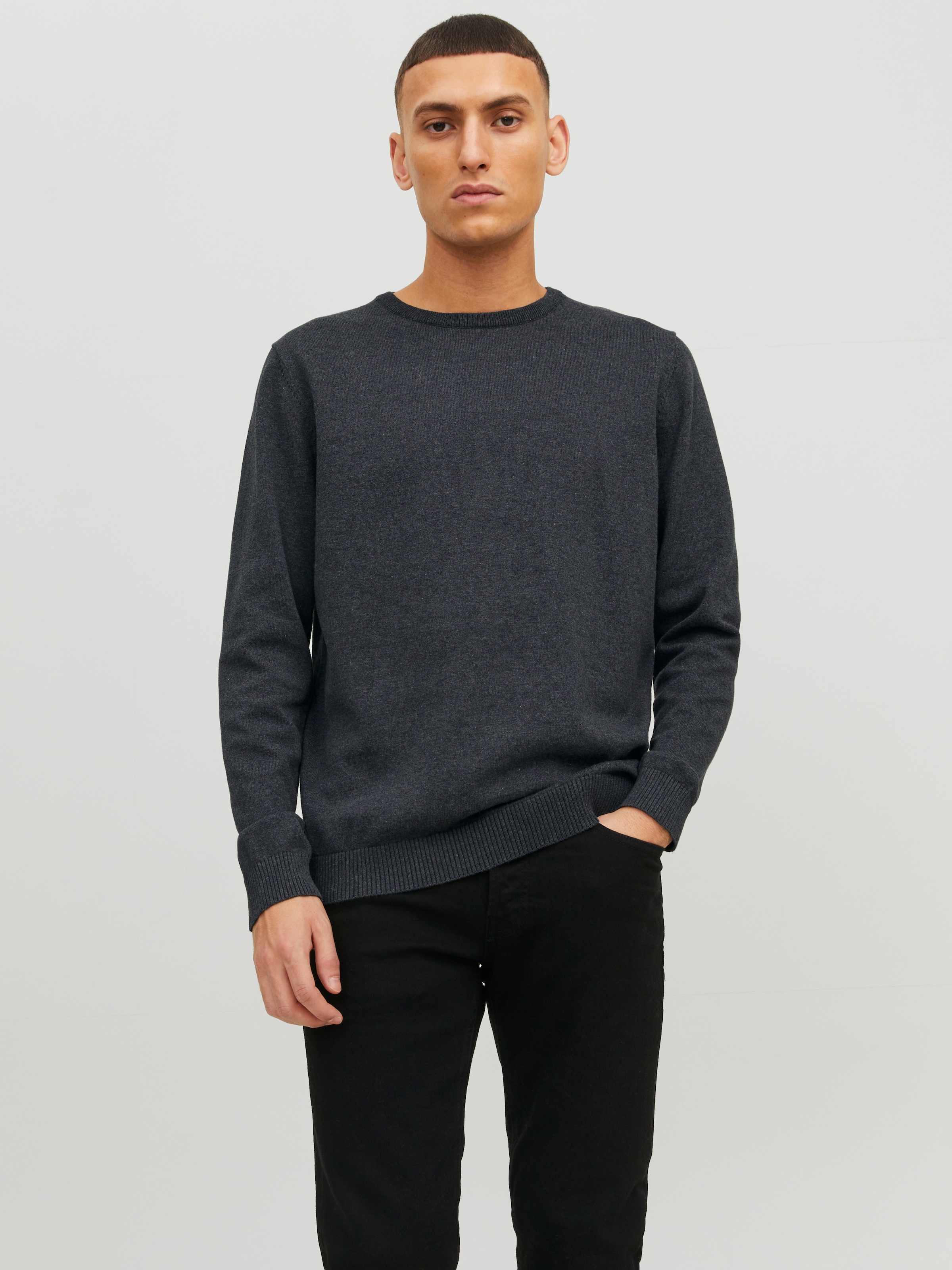 Jack & Jones Pull à col rond »JJEBASIC mit Rundhals, ideal für Job und Freizeit« unifarben, modisch, slim fit, Baumwolle, Rundhals