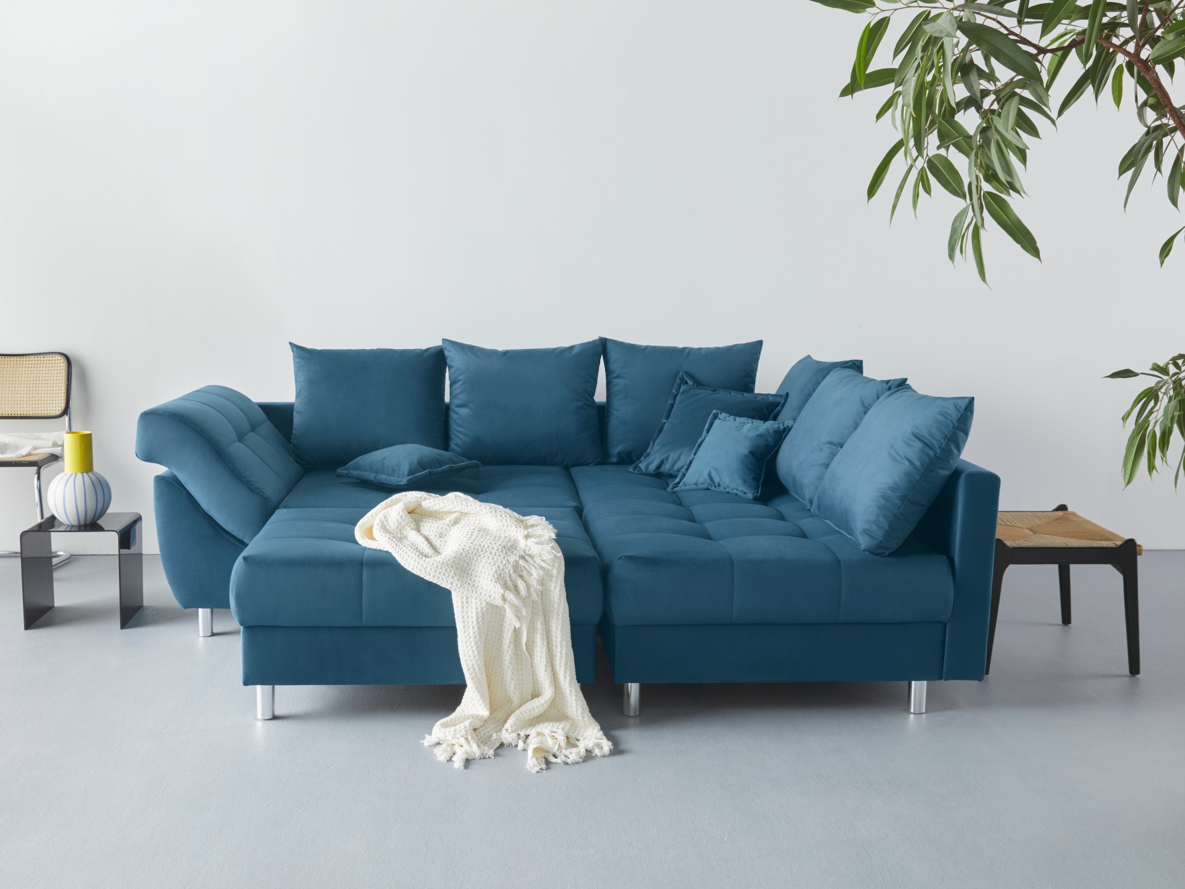 COLLECTION AB Ecksofa »Innsbruck L-Form, B: 247 cm« Set: Sofa & Hocker, 3 Zierkissen, Federkern