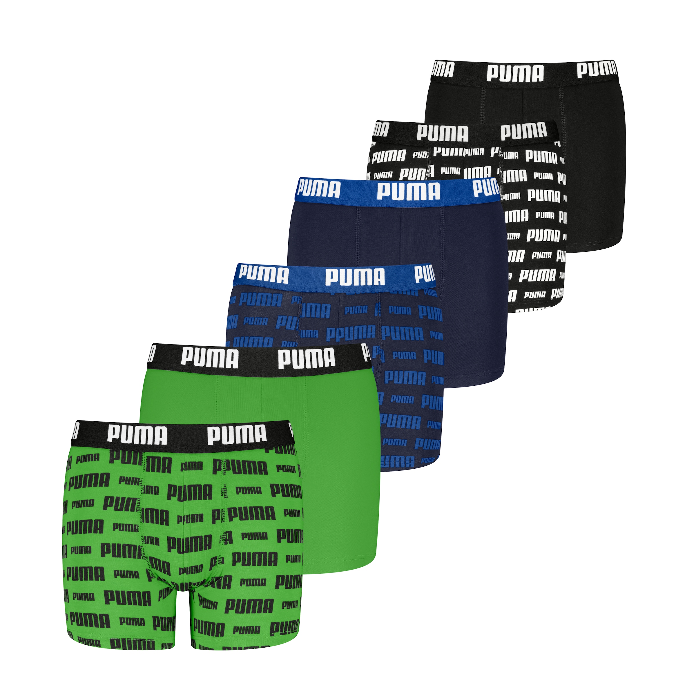 Image of PUMA Boxershorts "PUMA BOYS EVERYDAY LOGO PRINT BOXERS 6P ECOM" 6er Pack, mit kontrastreichem Alloverprint