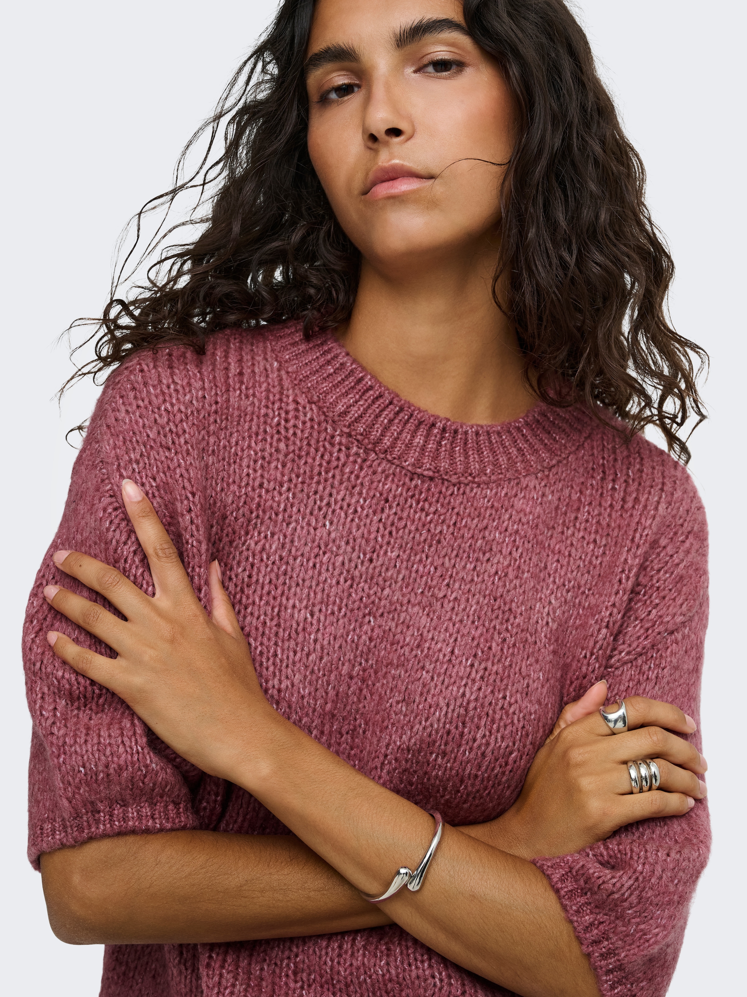 JDY Pull en tricot »JDYDICTE S/S PULL O-NECK KNT NOOS« fibre synthétique, coupe ajustée tricotée