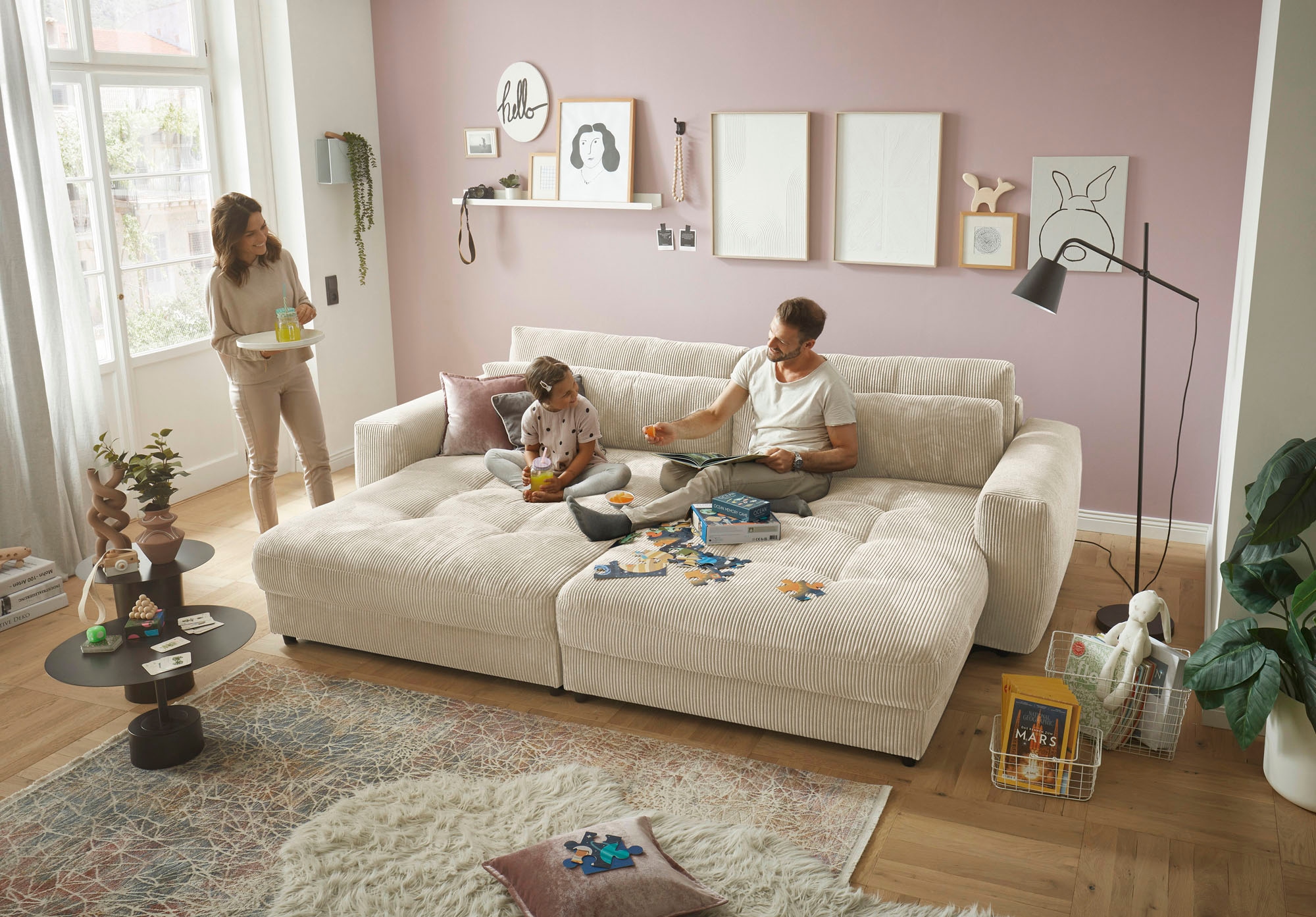 ED EXCITING DESIGN Loveseat »Barura«, (2 St.), Big-Sofa mit 2 Nierenkissen
