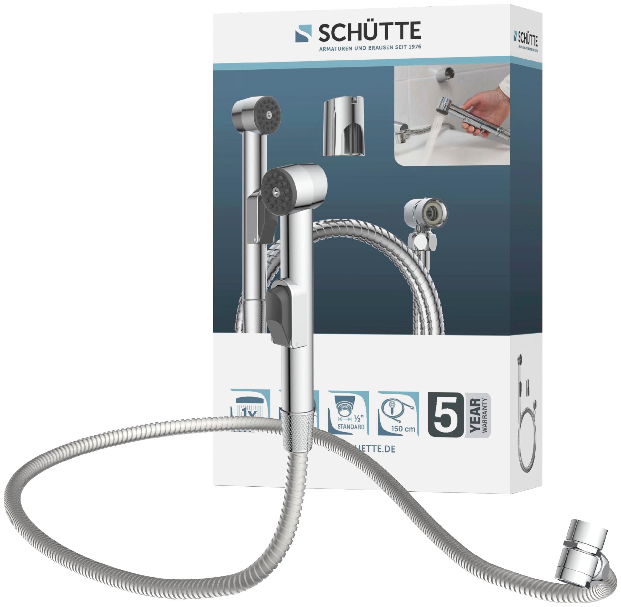 Image of Schütte Waschbeckendusche Set, 3 Stk. tlg. Waschbeckenhandbrause mit Wandhalterung+Schlauch (150cm) und Adapter
