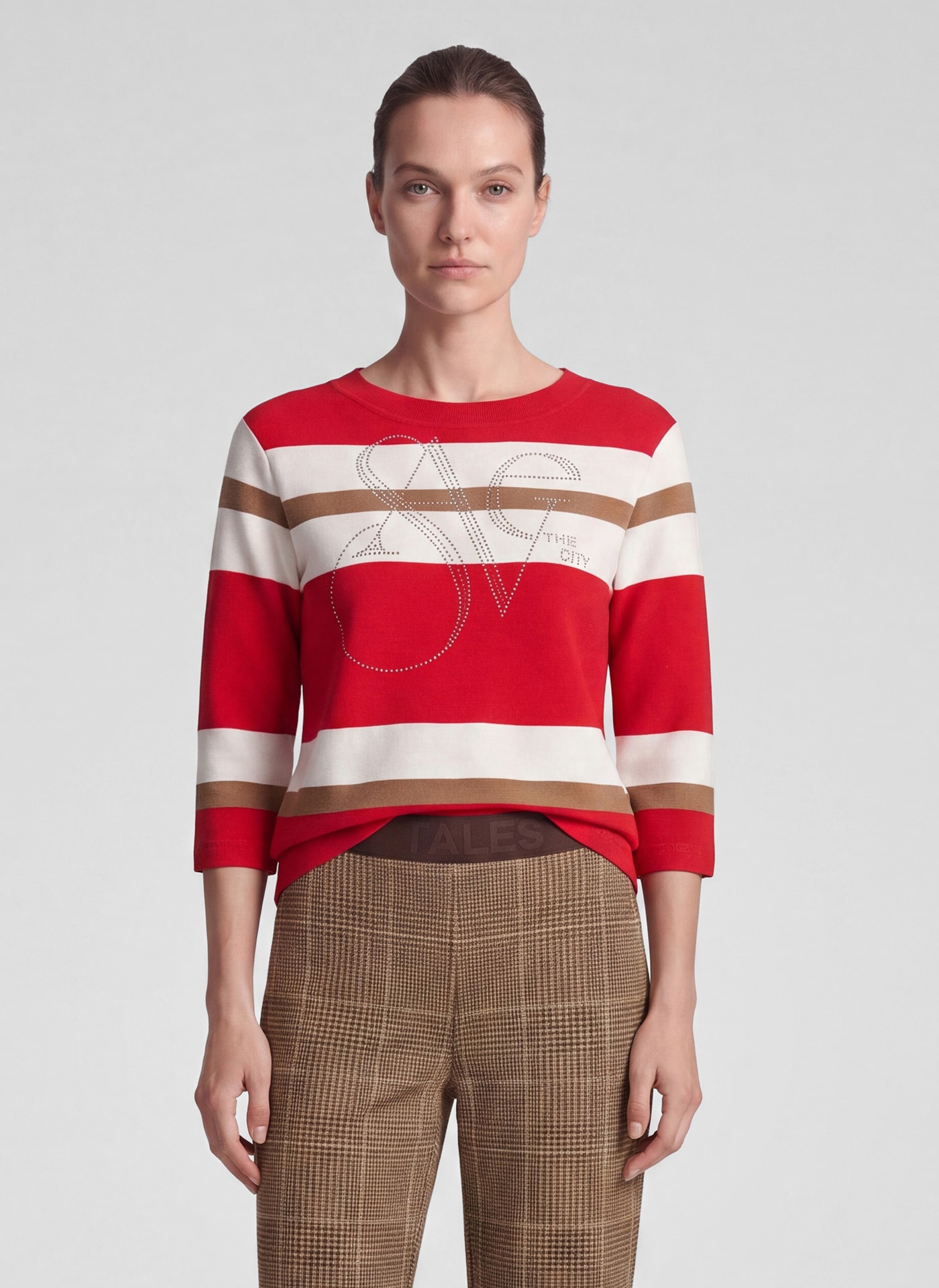 Image of Rabe 3/4-Arm-Shirt mit Streifen und Glitzersteinen
