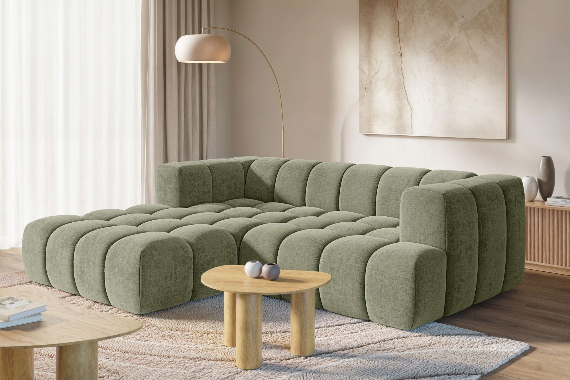 Image of homsy by Ana Johnson Ecksofa ""XL" BOUBELLE L-Form extra tief, Design: Bubble-Optik, Breite 247cm" hoher Sitzkomfort dank Wellenunterfederung, XL Sitztiefe 100 cm