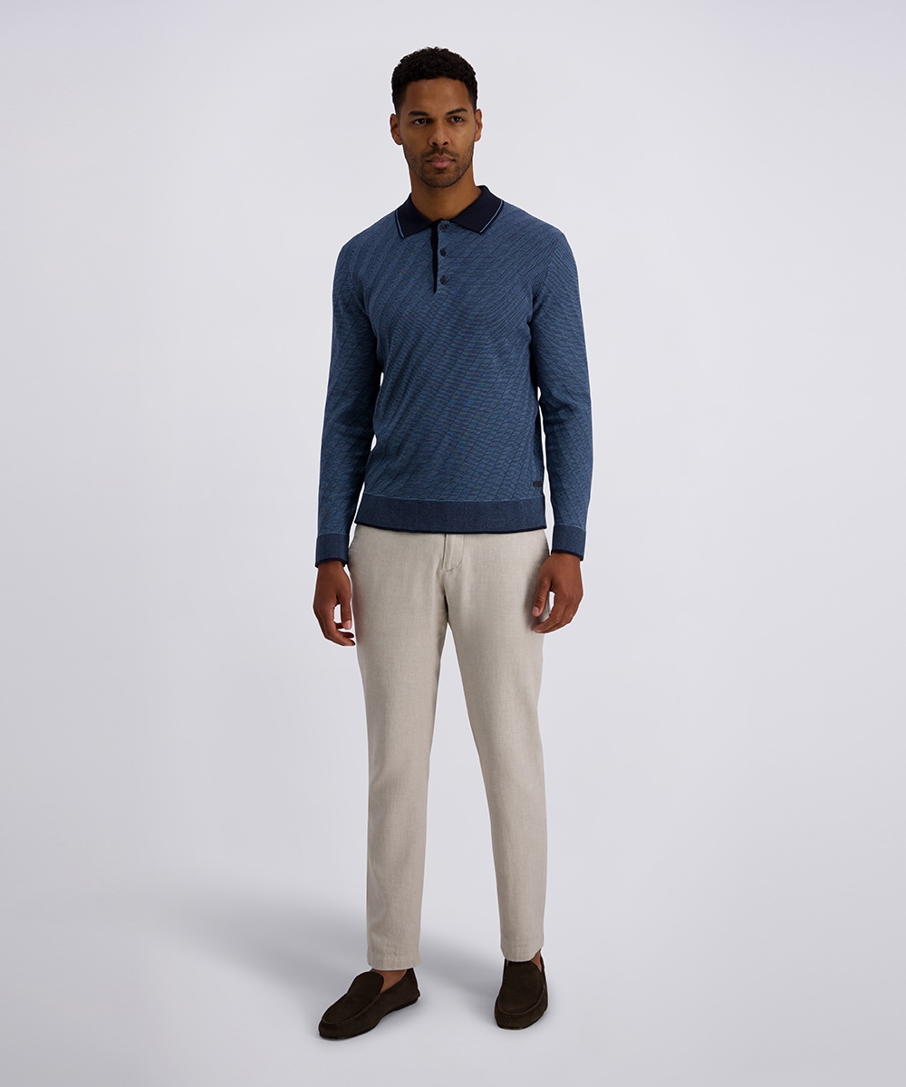 Pierre Cardin Polo à manches longues Strick in Bicolour- Jaquard - Struktur