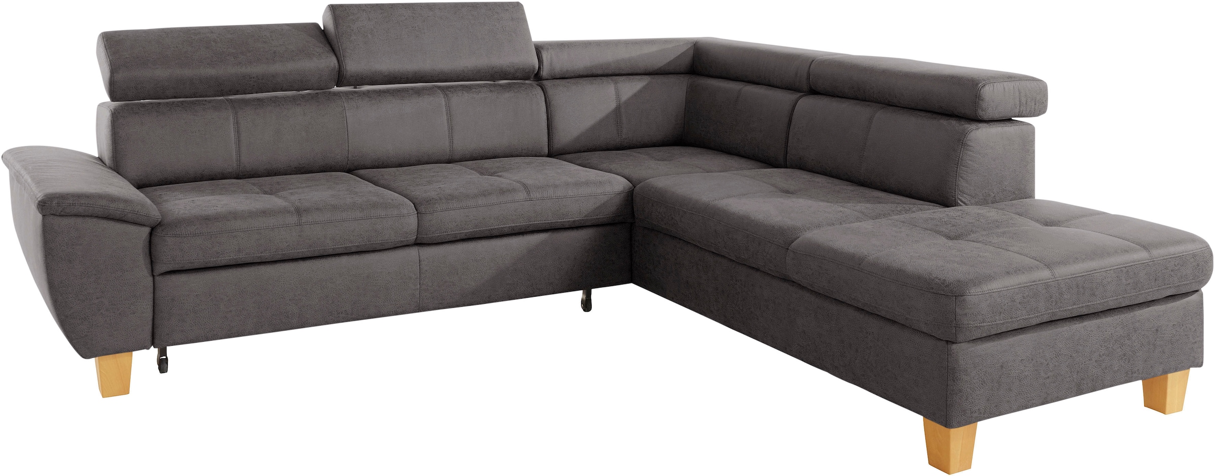 exxpo - sofa fashion Ecksofa »Enya, aufwendige Detailverarbeitung, hoher Sitzkomfort, bequem, L-Form«, mit Kopfteilverstellung, wahlweise Bettfunktion u. Bettkasten