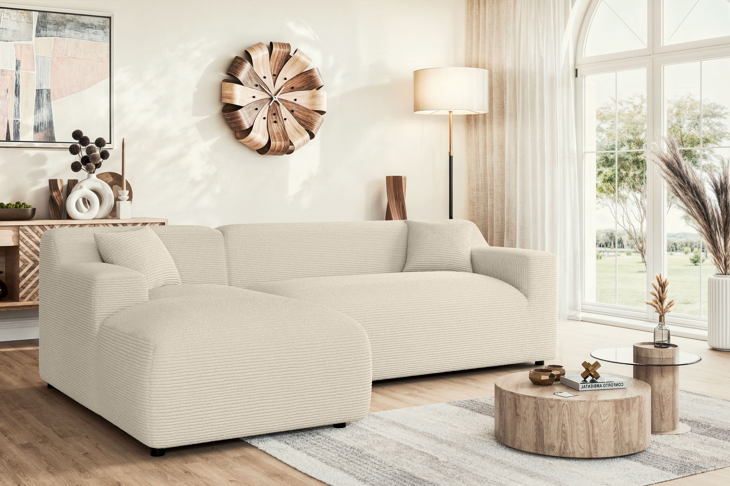 Image of Home affaire Ecksofa "LILLIANA Designsofa, L-Form mit Recamiere rechts/links bestellbar" L-Form mit Wellenunterfederung, Masse B/T/H: 256/160/76 cm