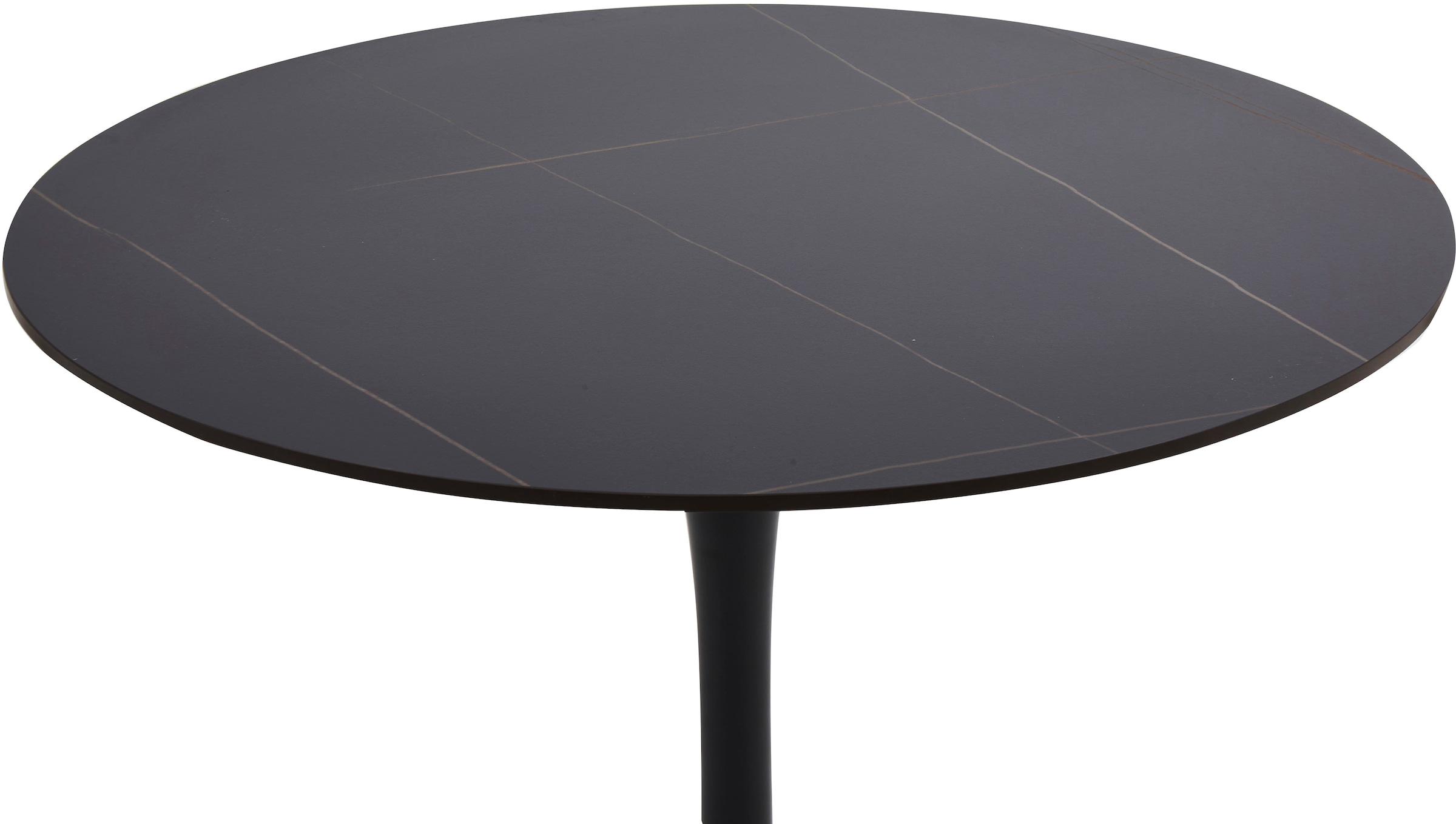 GOODproduct Ensemble de salle à manger »Freya, Set, 4-tlg.« Ensemble, 4 tlg. Table à manger ronde 90 cm en pierre frittée, cuivre noir avec 3 chaises en velours