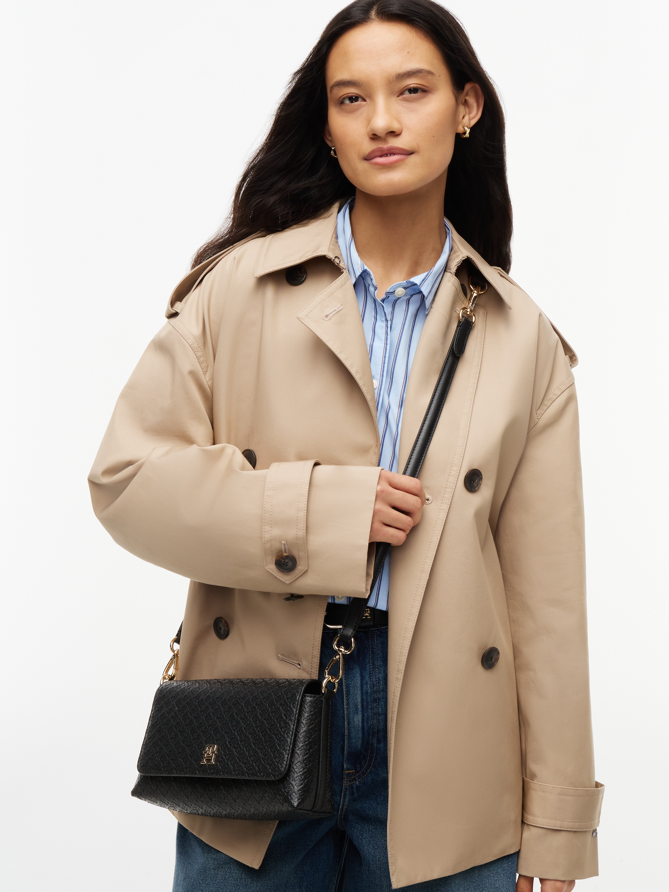 Tommy Hilfiger Umhängetasche »TH ICON CONV CROSSOVER MONO« Damen Schultertasche, Handtasche, Clutch mit TH-Logoprägung