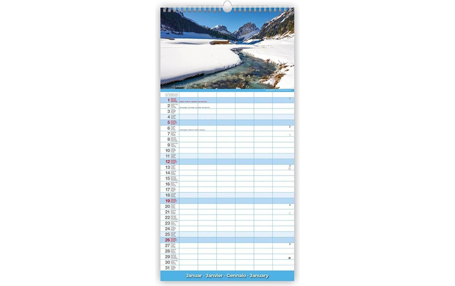 Wandkalender »TH Schweiz Berge+Täler 22 x 45 cm«