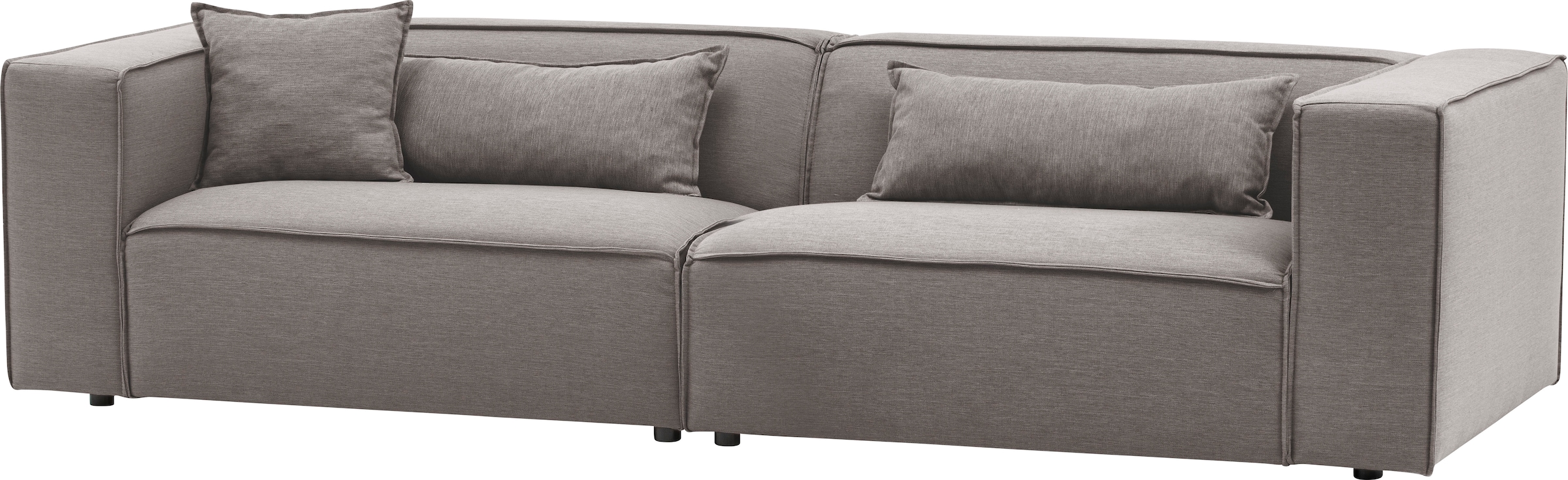 LeGer Home by Lena Gercke 3-Sitzer »PIARA, Couch mit Kedernaht, Sofa in Cord oder Leinenoptik«, schwarze Füsse, bequemer Sitzkomfort
