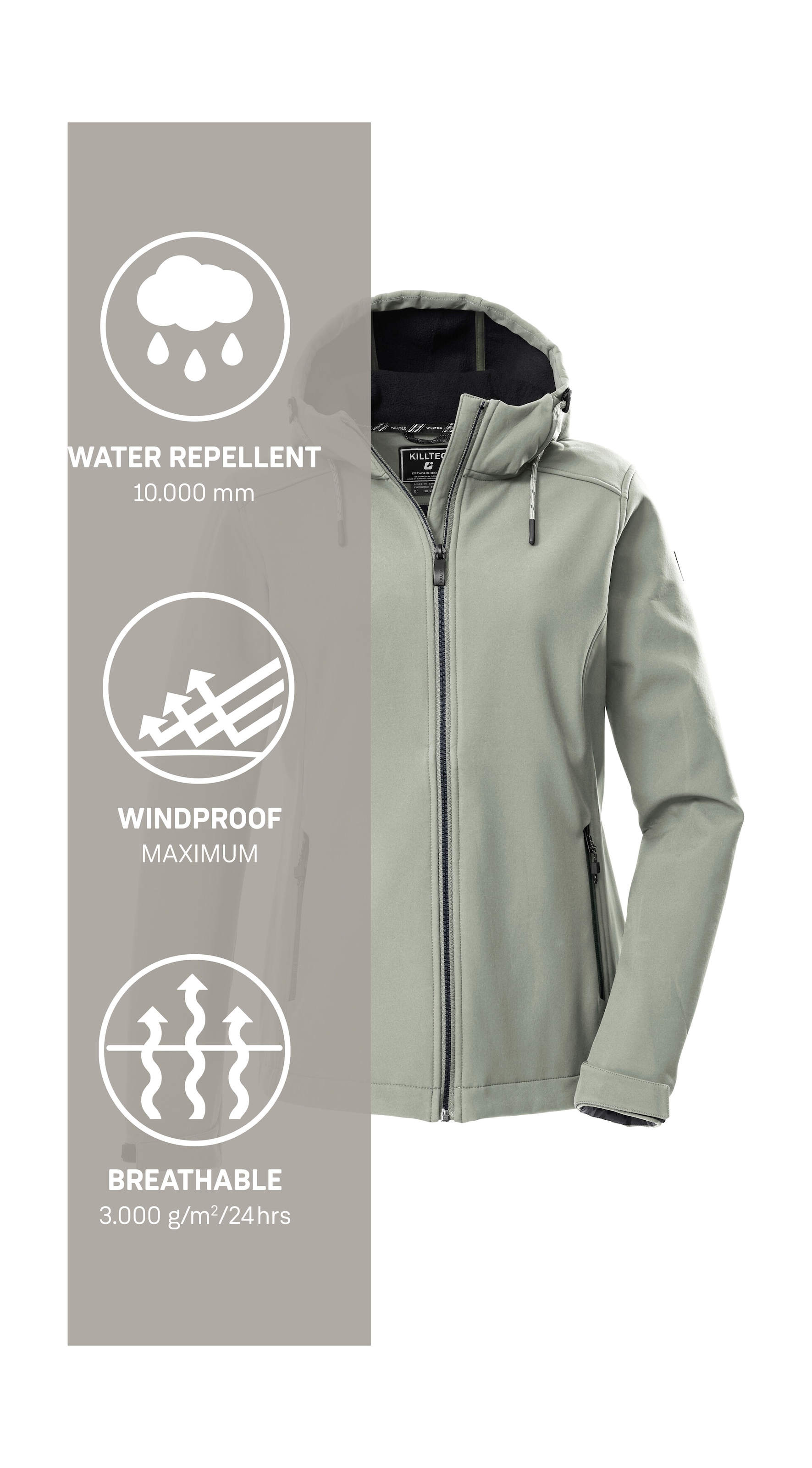 Killtec Softshelljacke »KOW 8 WMN SFTSHLL JCKT« Damen Softshelljacke: wasser- und windabweisend, atmungsaktiv