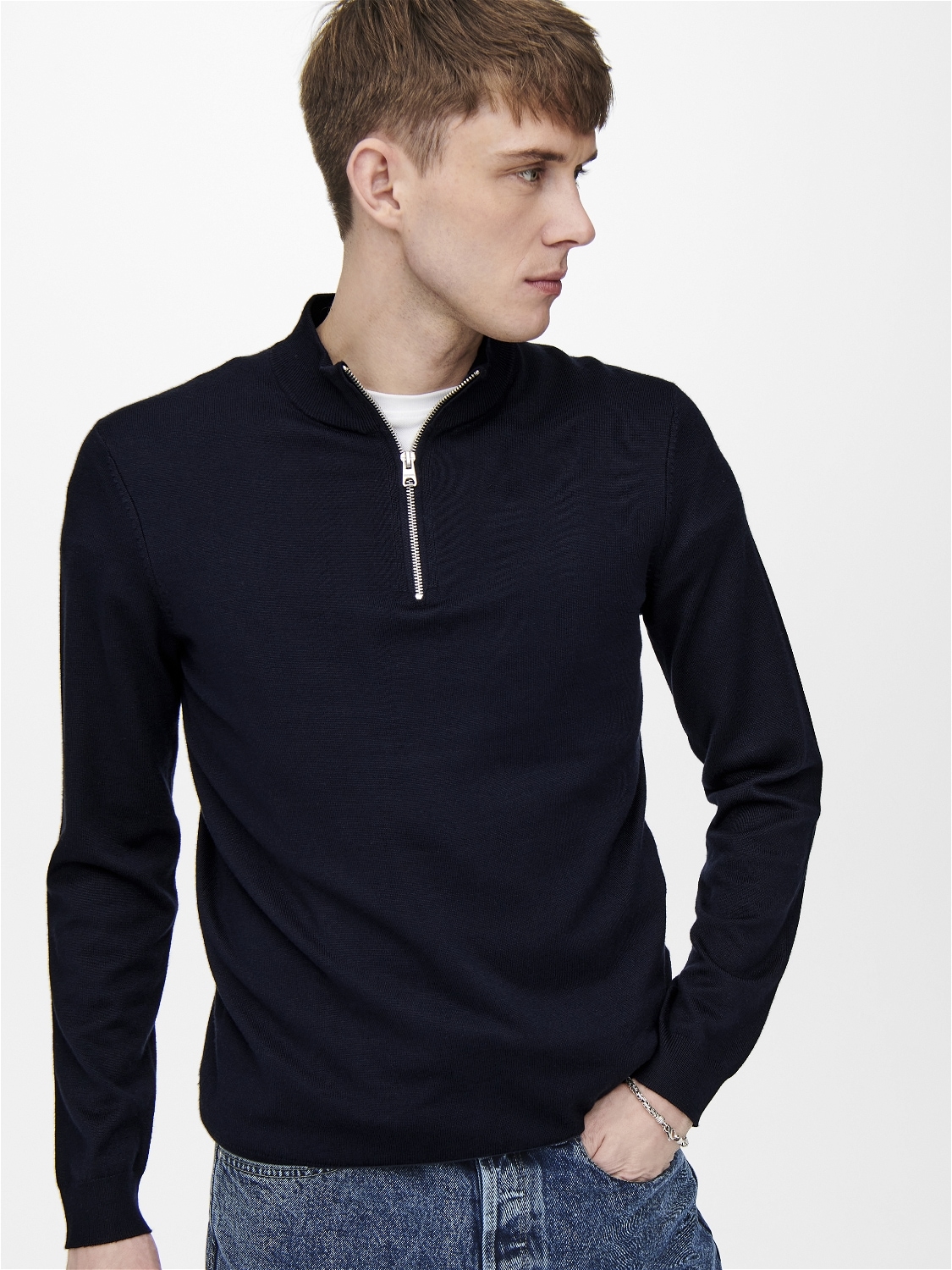 ONLY & SONS Strickpullover »ONSWYLER LIFE REG 14 HALF ZIP KNIT NOOS«