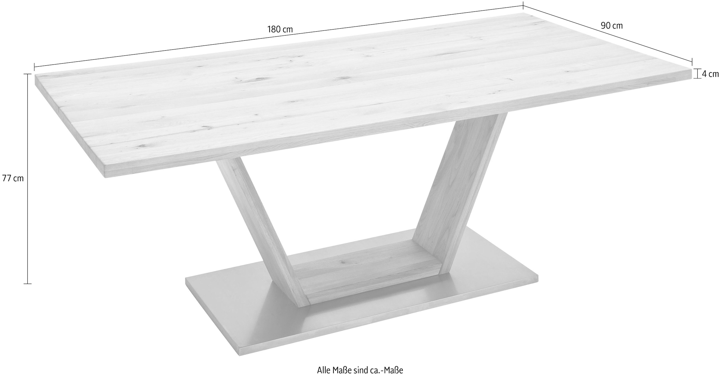 MCA furniture Esstisch »Greta«, Esstisch Massivholz mit Baumkante, gerader Kante oder Tischplatte