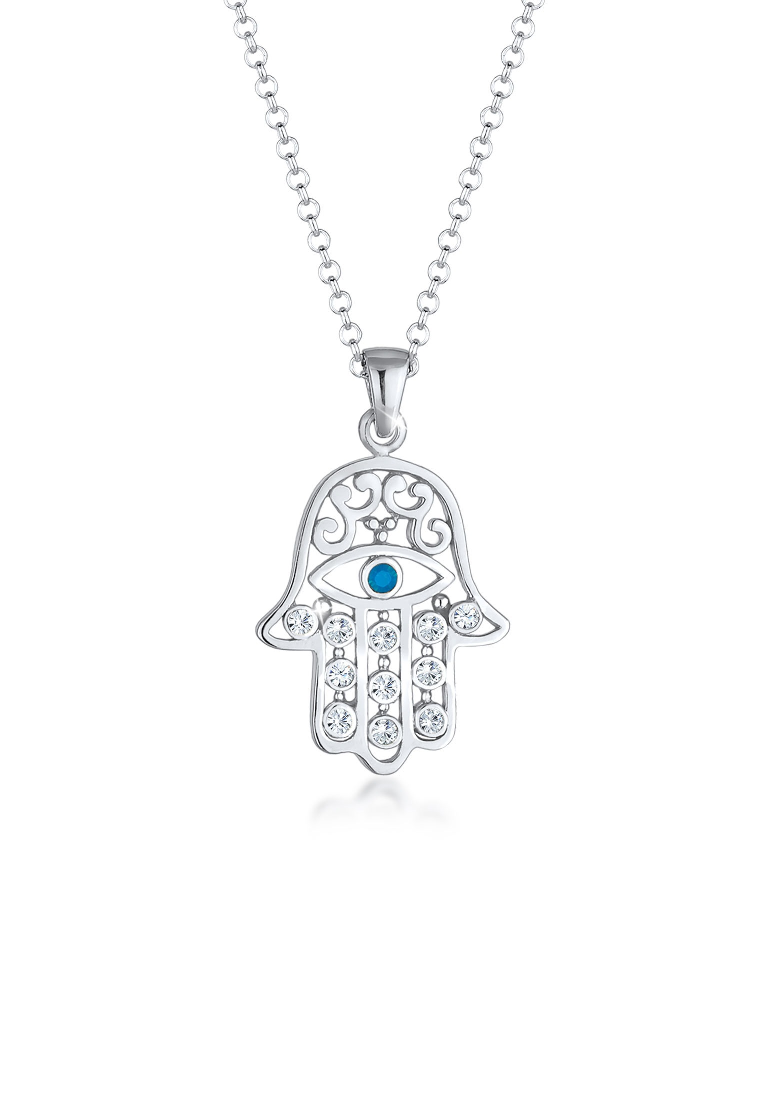 Image of Elli Kette mit Anhänger »Hamsa Evil Eye Kristalle Schutzsymbol 925 Silberfarben« bei Ackermann Versand Schweiz