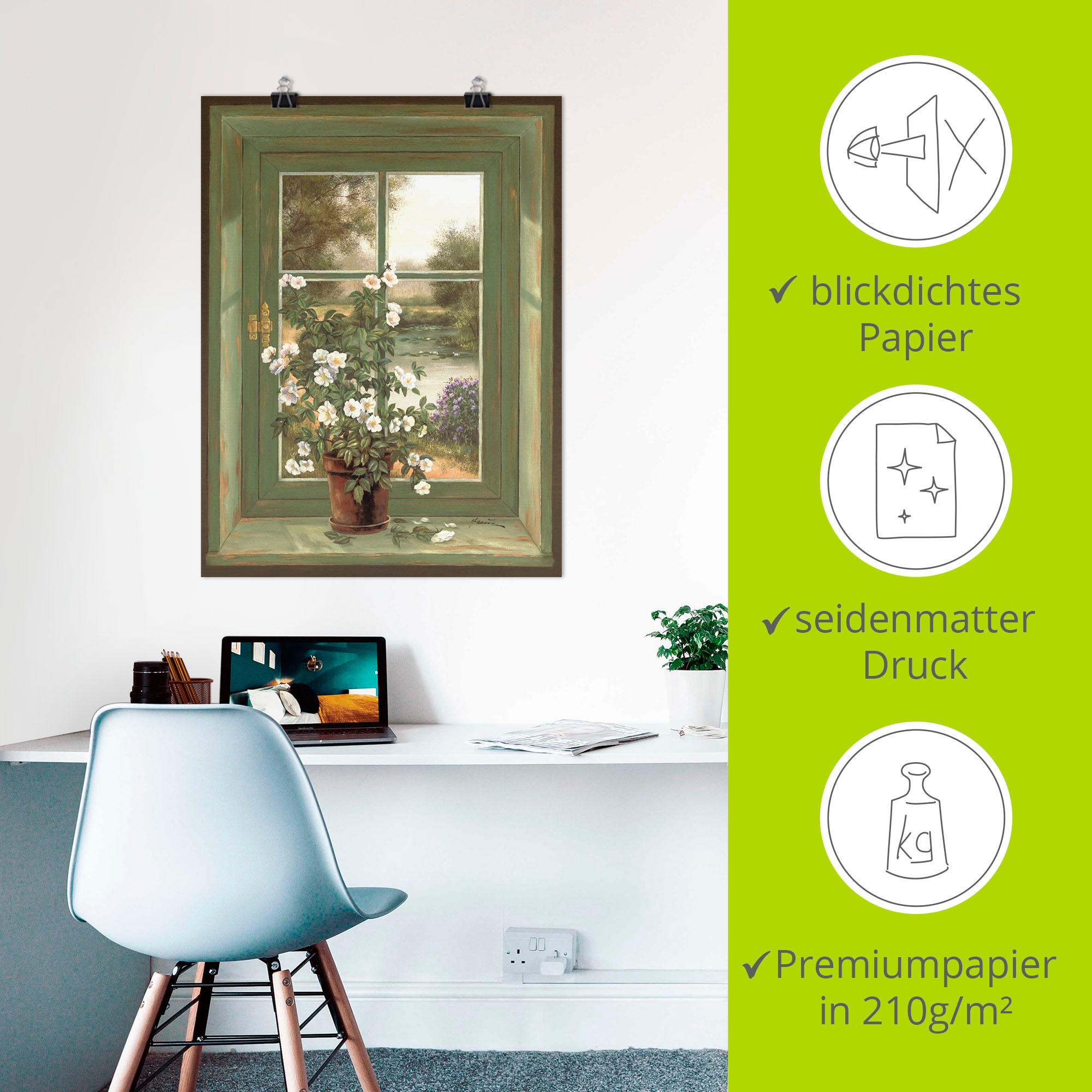 Artland Wandbild »Wildrosen am Fenster« Arrangements 1 Stk. tlg. als Alubild, Leinwandbild, Poster in verschied. Grössen