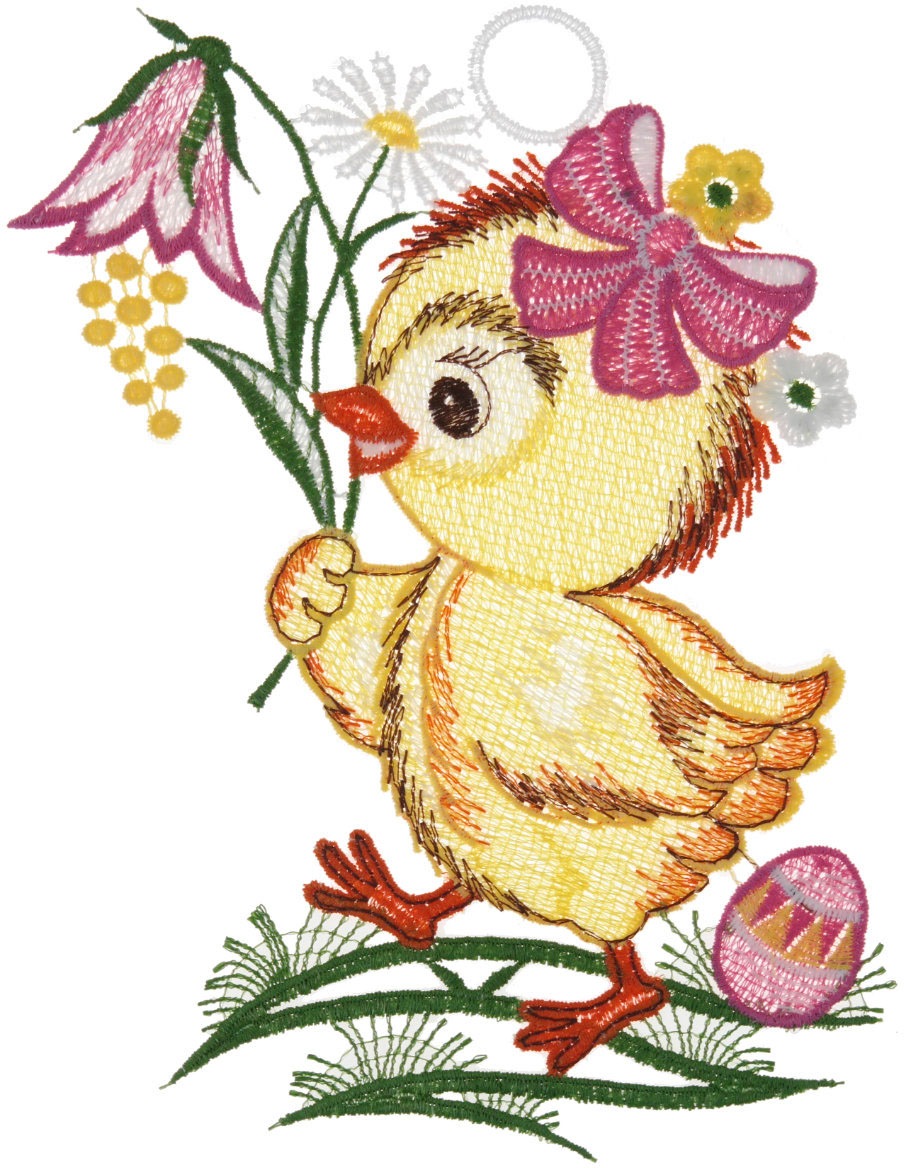 Image of W. Reuter & Sohn - Plauener Spitze® Fensterbild »Fensterbild "Küken" farbig« bei Ackermann Versand Schweiz