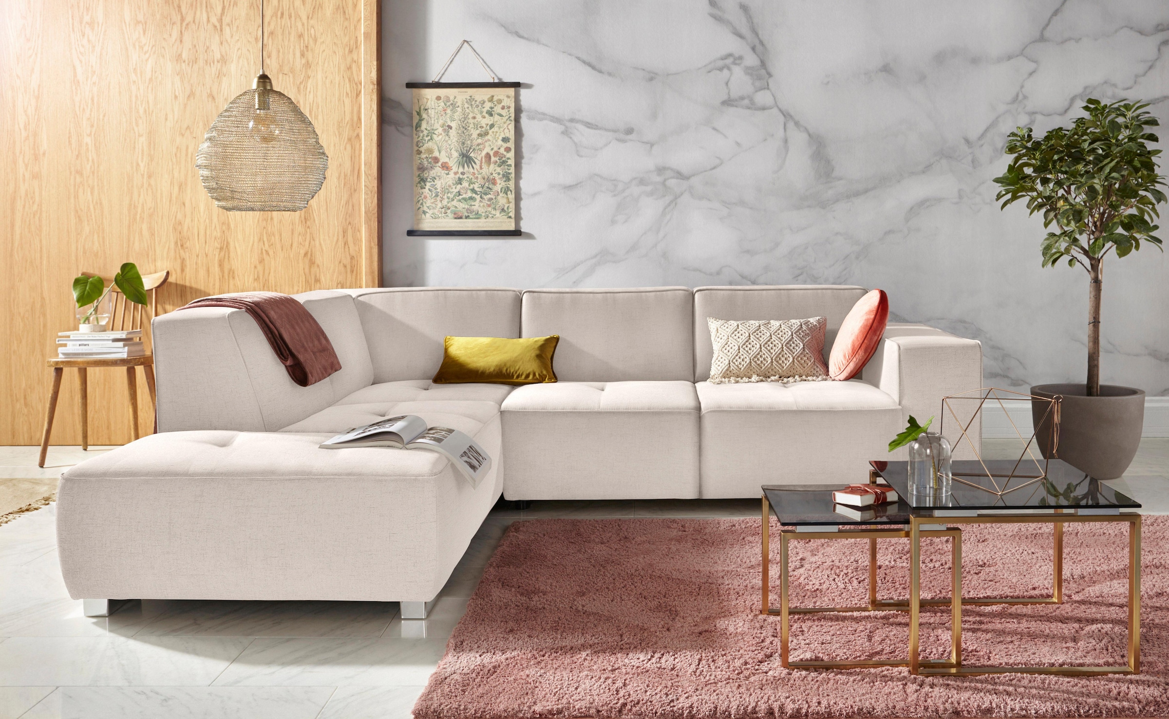 Home affaire Ecksofa »Sapporo L-Form« wahlweise Bettfunktion oder Sitztiefenverstellung, Federkern