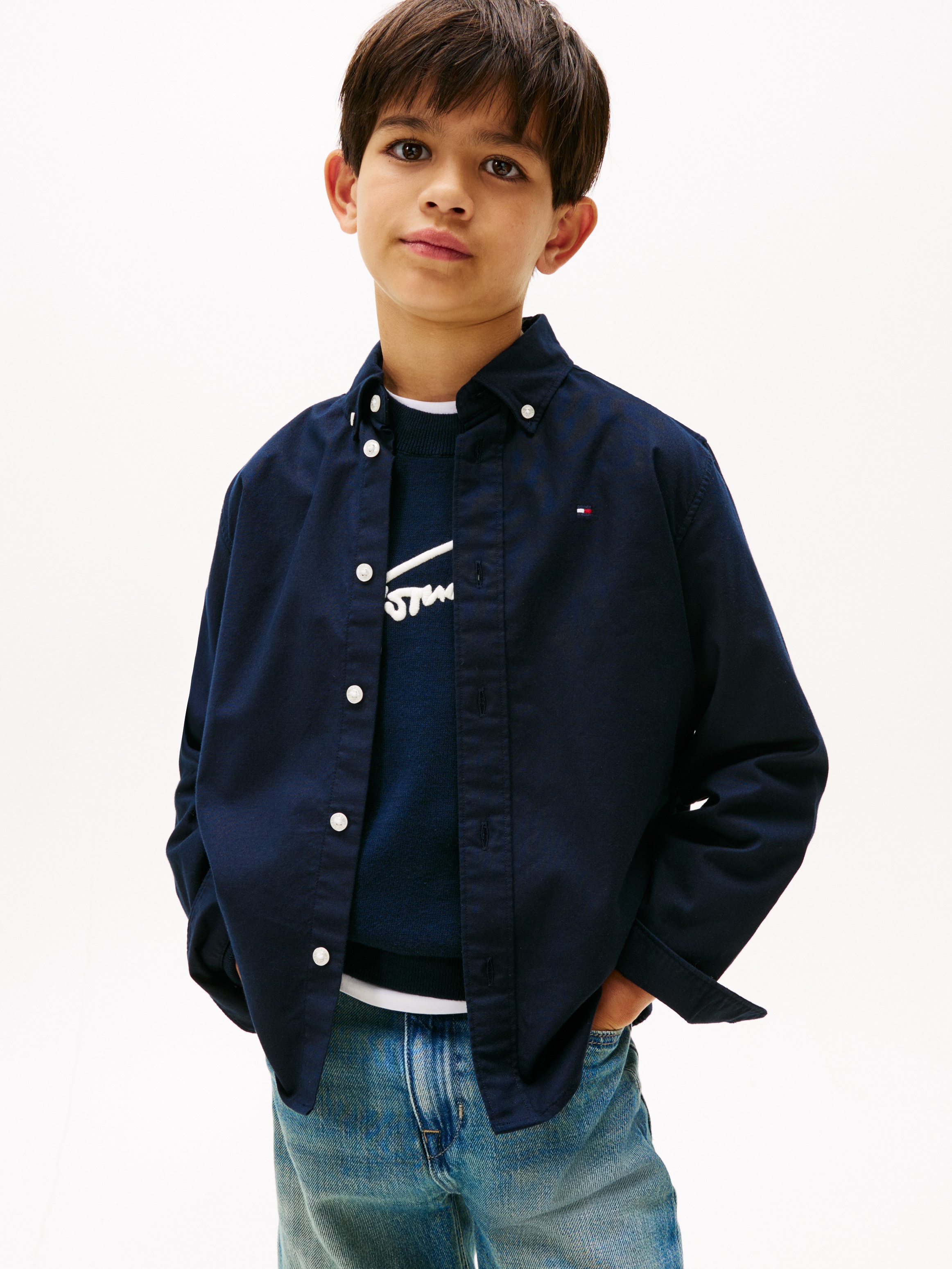 Image of Tommy Hilfiger Langarmhemd Kinder bis 16 Jahre mit Button-Down-Kragen