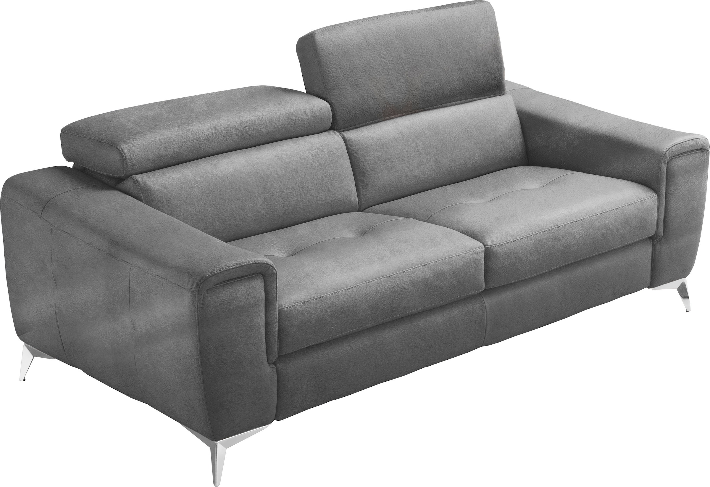 Image of Egoitaliano 2,5-Sitzer "Francine, Designsofa, Loungesofa, Breite 213 cm, Fussfarbe chrom" Designfuss, Luxus-Microfaser Lederoptik, steingrau