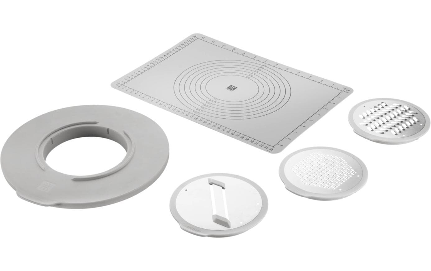 Zwilling Reibeaufsatz »Fresh & Save BOWLS - Zubehör-Set, Accessoire-Set, 5-teilig« Spritzschutz, 3 Reibeaufsätze, backofenfeste Anti-Rutsch-Silikonmatte