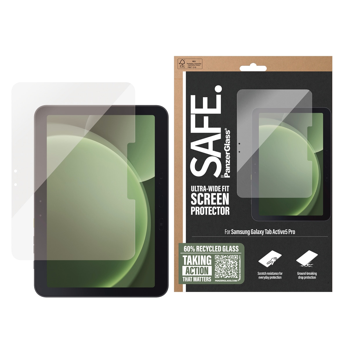 Image of SAFE by PanzerGlass Displayschutzglas "Ultra-Wide Fit Screen Protector für Samsung Galaxy Tab Active5 Pro" für Samsung Galaxy Tab Active5 Pro Displayschutzfolie, Schutzfolie, Bildschirmschutz, kratz- & stossfest