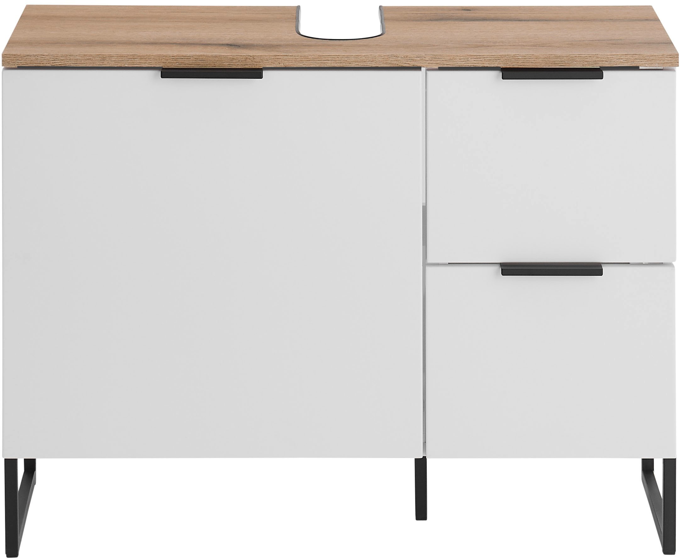 BASIC by Balculina Armoire sous lavabo »Denver Waschbeckenunterschrank, Badezimmerschrank BxHxT 80x60x35« 1 cuis tlg. largeur 80 cm, porte montable à gauche/droite, Softclose
