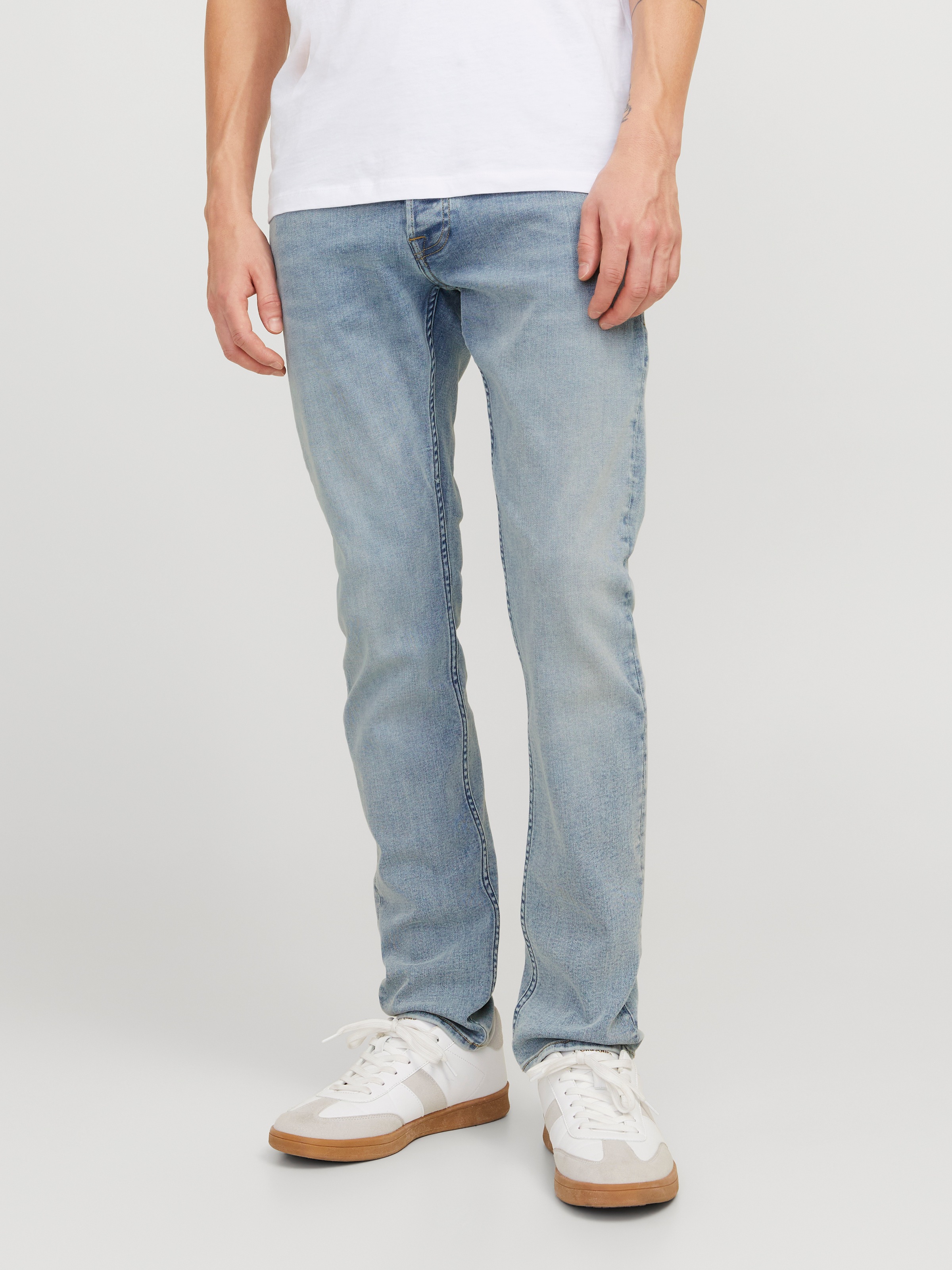 Jack & Jones, Herren, »JJIGLENN Slim-Fit mit Stretch und praktischer 5-Pocket-Form« Baumwollmischung, slim fit, blau denim, 33, Länge 30, Herren-Jeans