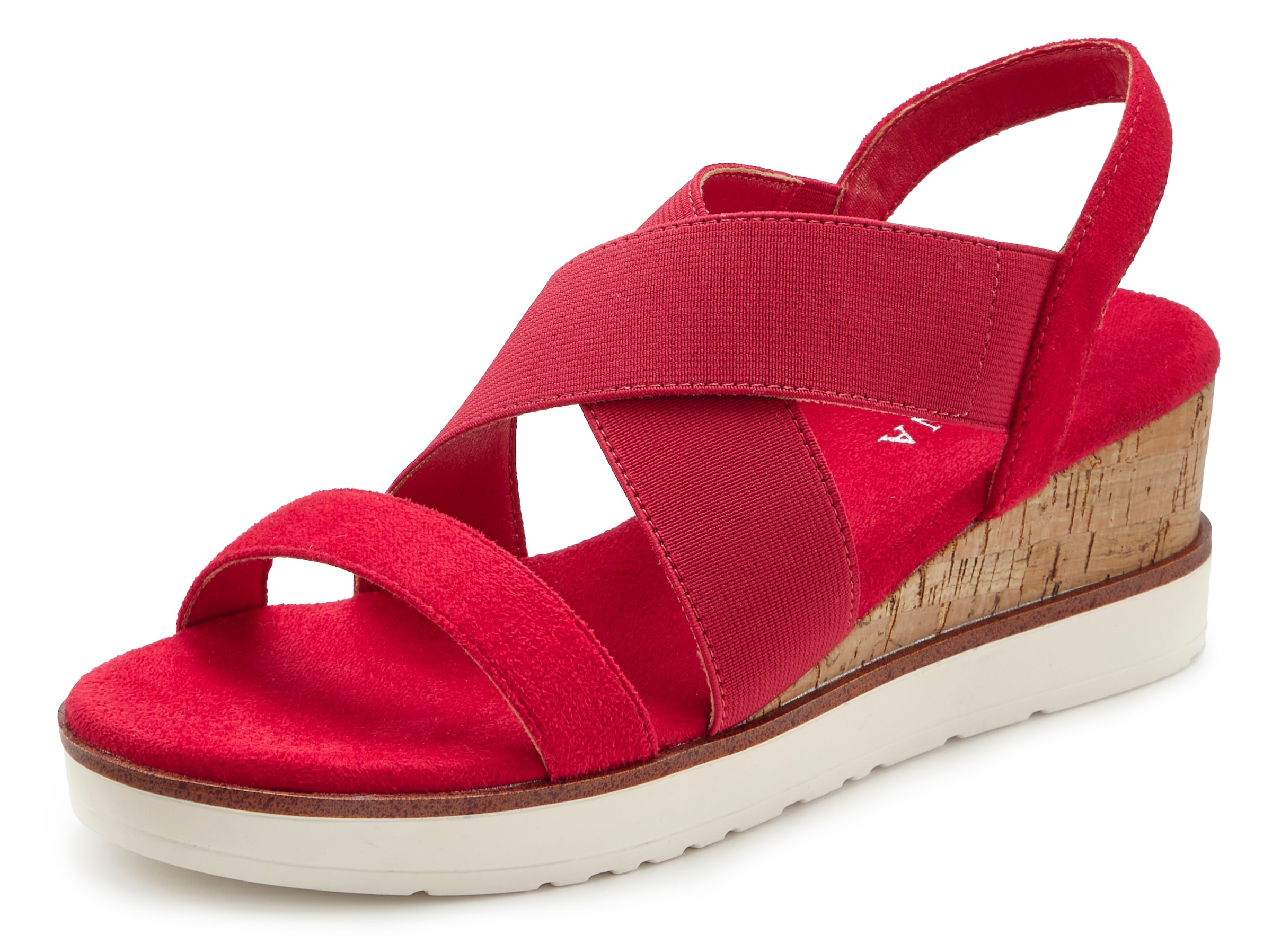 LASCANA Sandalette »Sommerschuh«, Sandale, Sommerschuh mit Keilabsatz und elastischen Riemen VEGAN