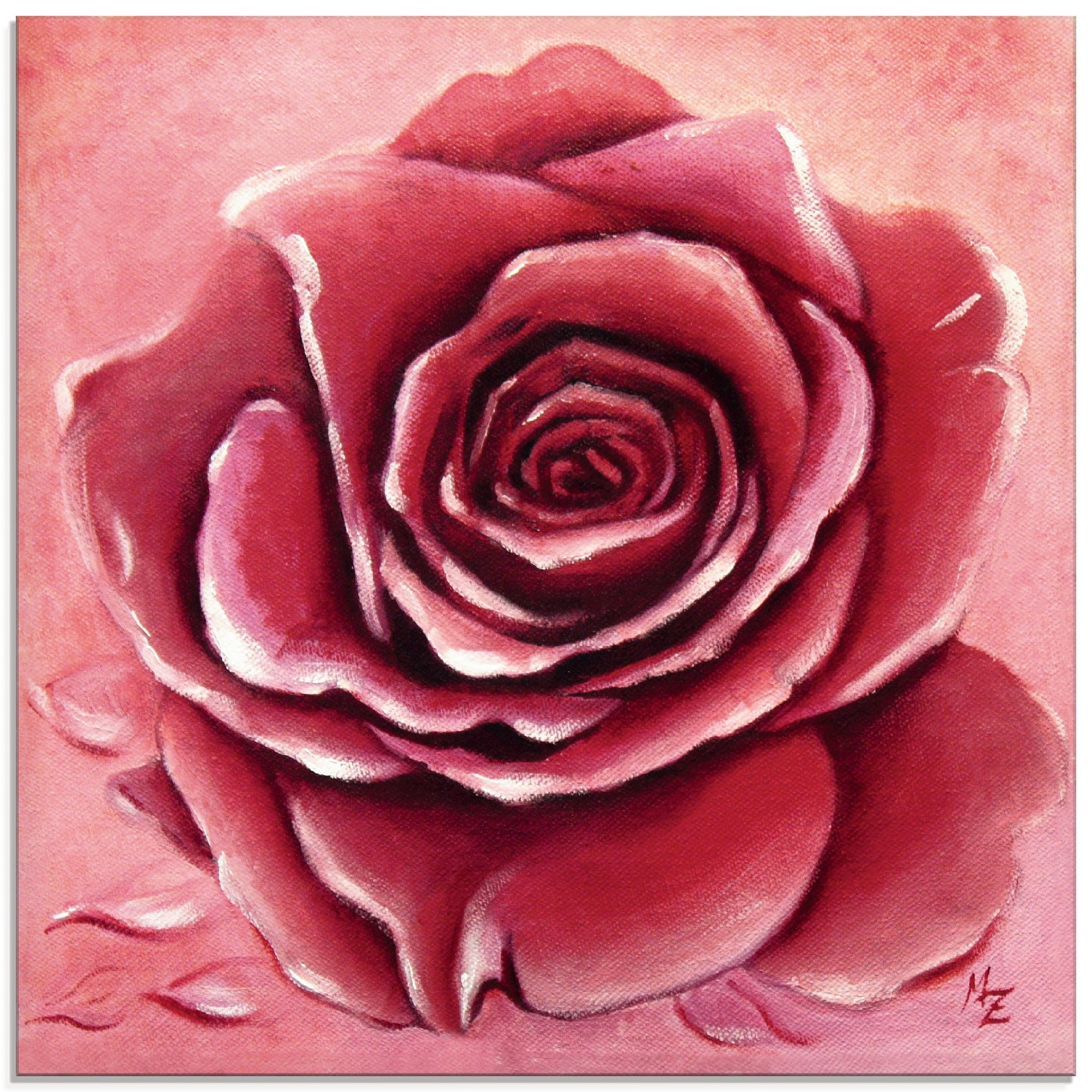 Image of Artland Glasbild "Rote Rose handgemalt" Blumen 1 Stk. tlg. in verschiedenen Grössen