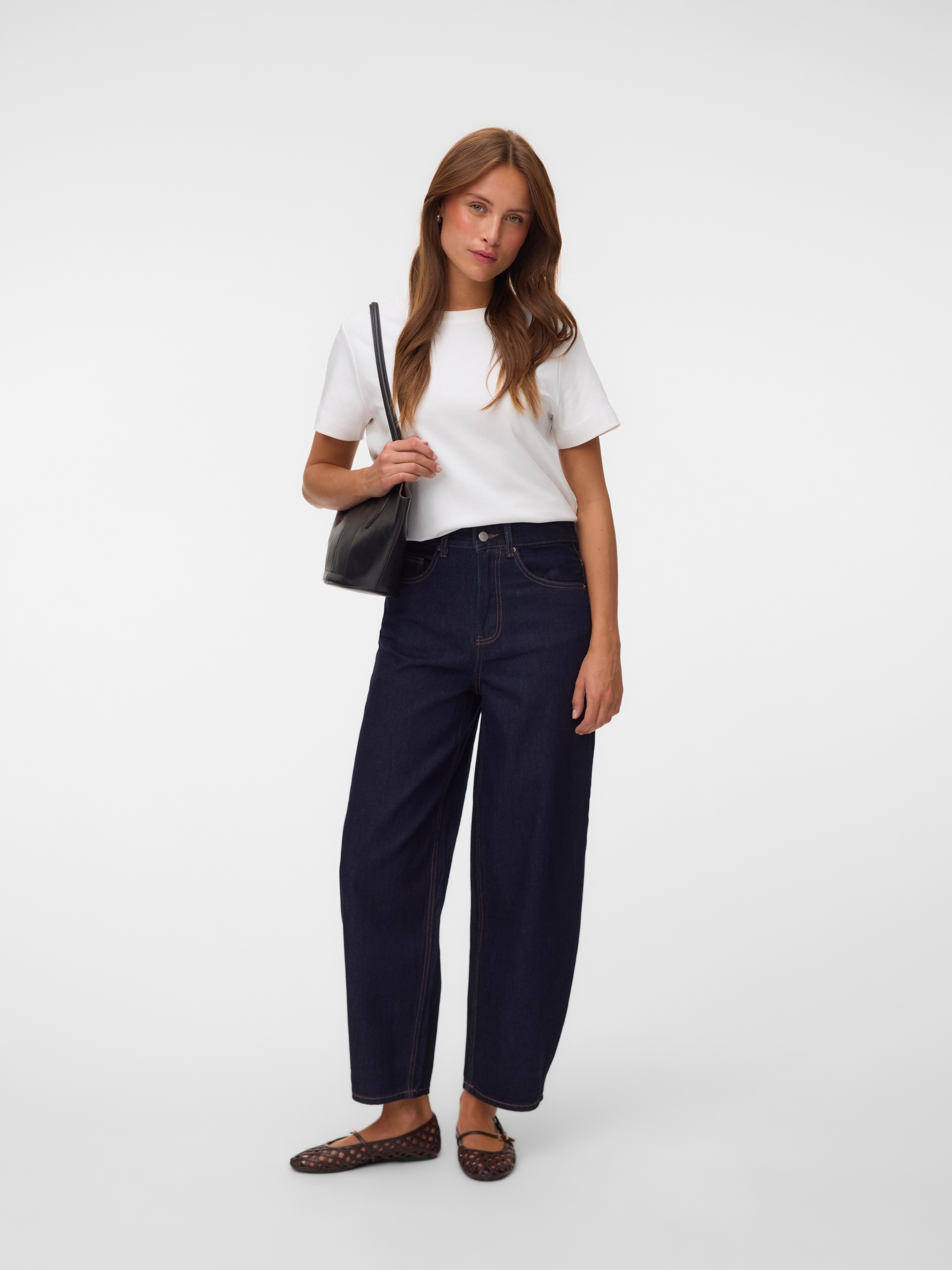 Vero Moda Jeans large »VMBILLIE HR BARREL ANK JEANS LI3191 NOOS« Coton, taille haute, coupe ample fuselée