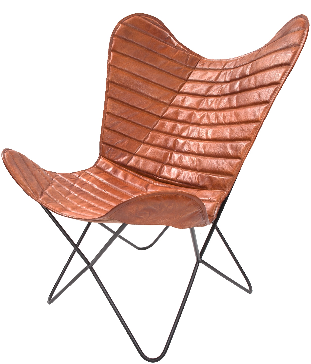 Kayoom 4-Fussstuhl »Schmetterling Stuhl Santiago, Schmetterlingsstuhl aus Leder«, 1 St., pflegeleicht, hochwertig, hochwertig verarbeitet, hoher Sitzkomfort