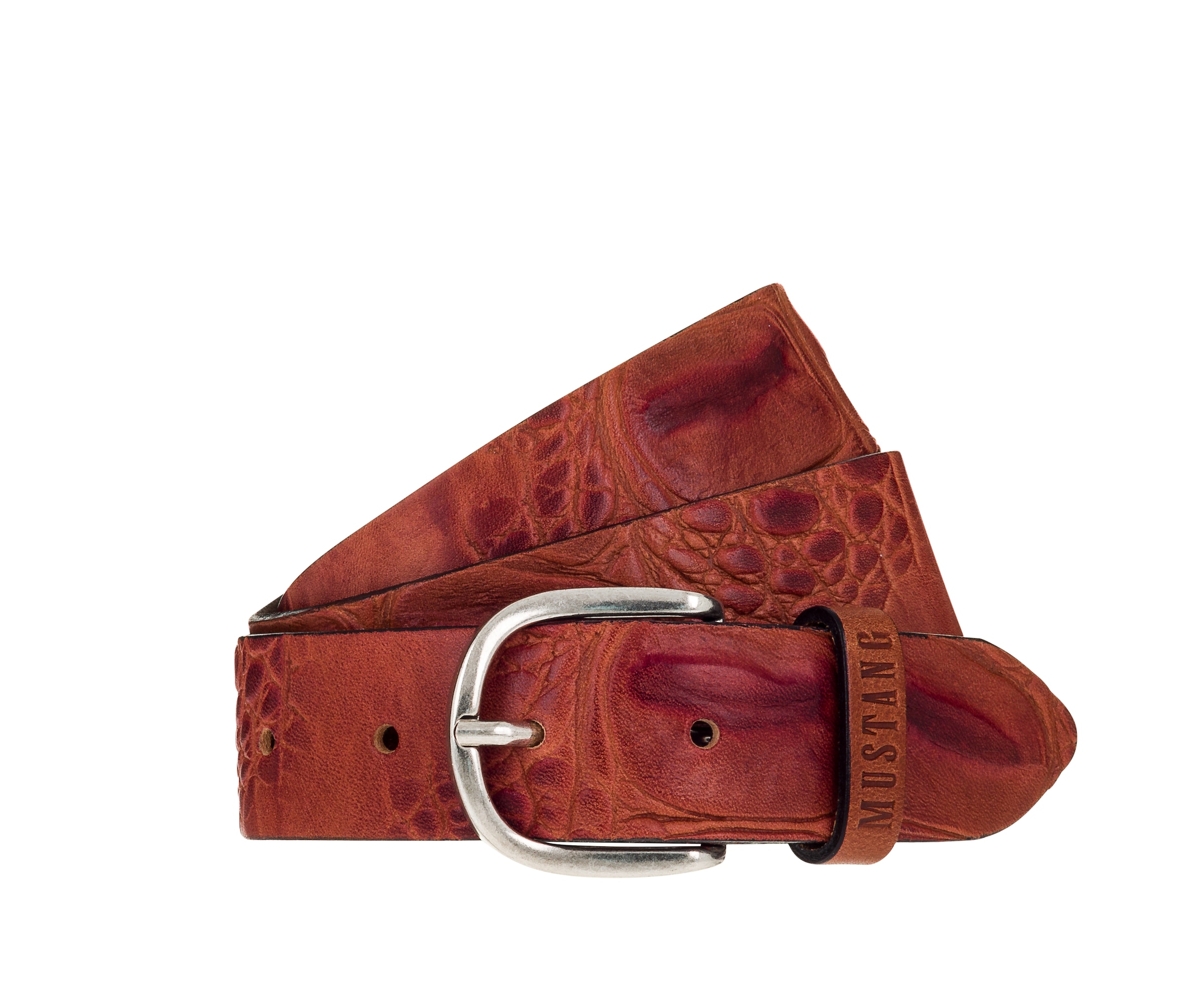 MUSTANG Ceinture en cuir avec motif animal, en cuir de vache
