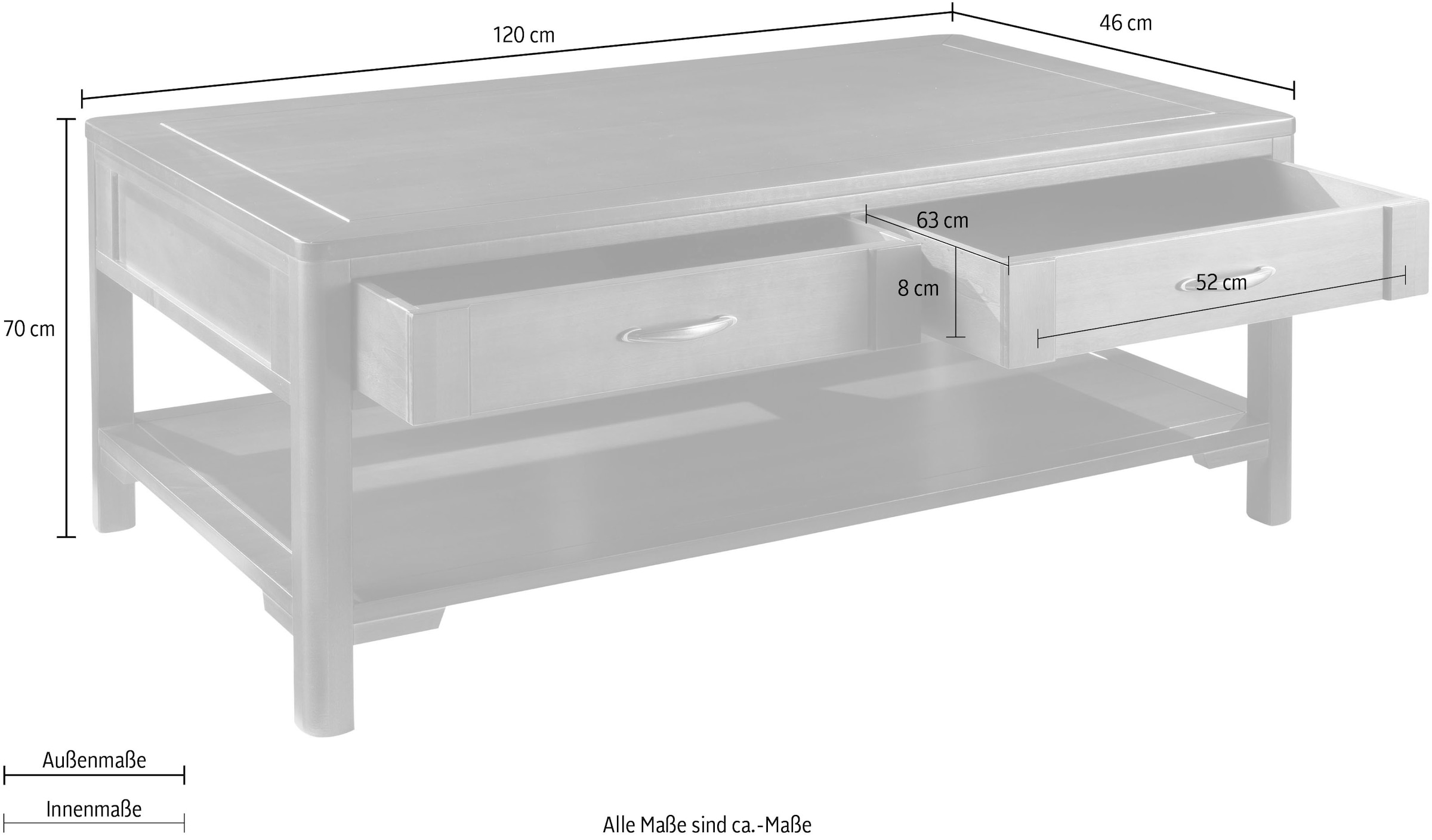Home affaire Beistelltisch »Tische Michelangelo«, Breite 120 cm