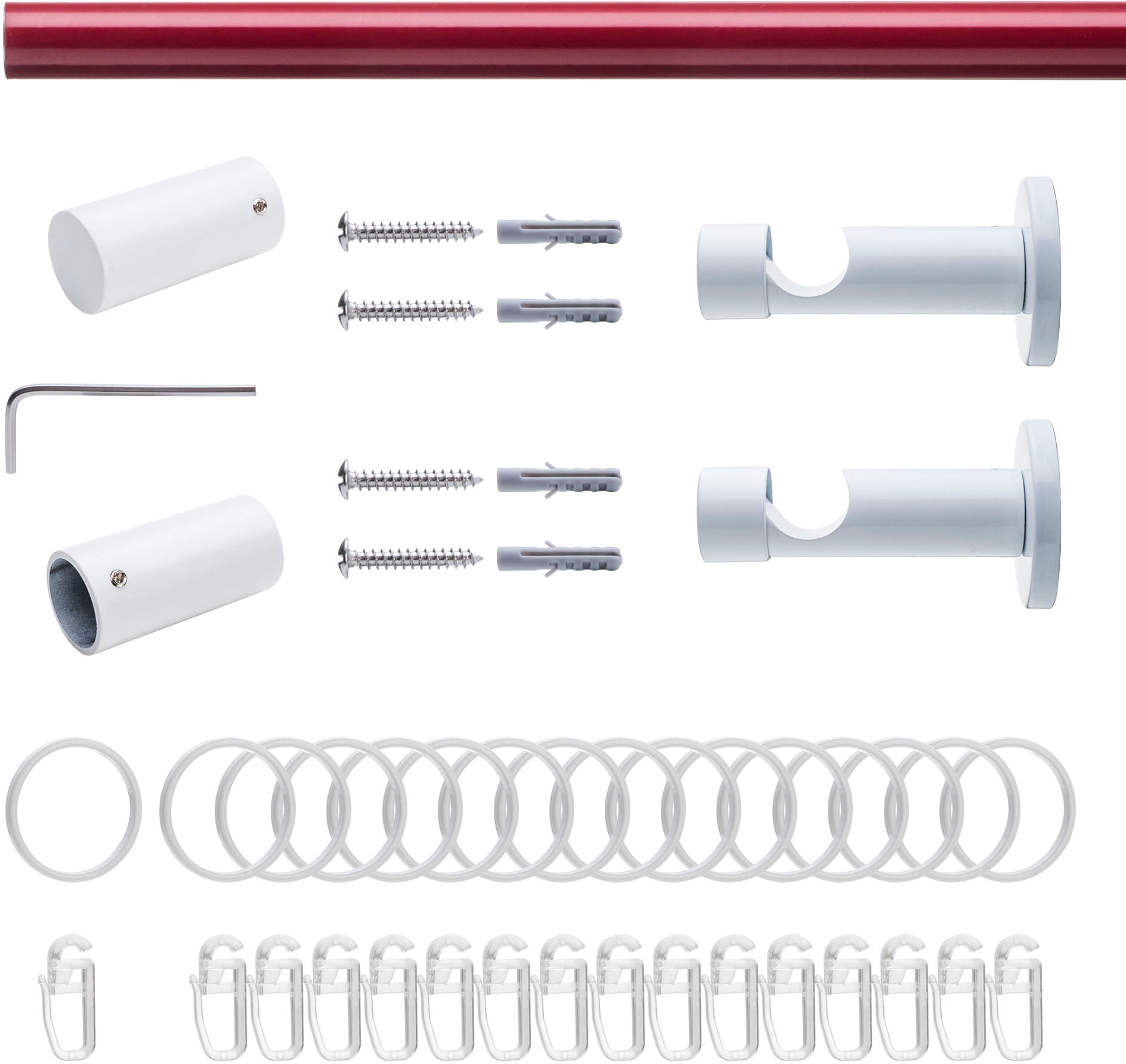 Liedeco Gardinenstange »Fertigstilgarnitur 20 mm Power Celebration Zylinder«, 1 läufig-läufig, Fixmass, Gardinenstange Komplett, Farbkombination