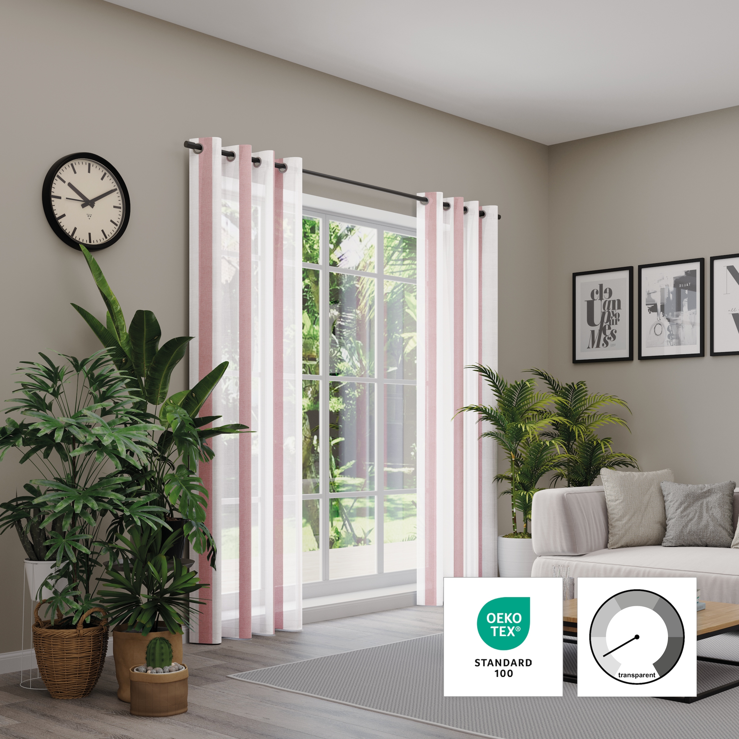 Neutex for you! Rideau »ALASSIO« Œillet 1 cuis tlg. Längssteifen mit Glanzeffekt