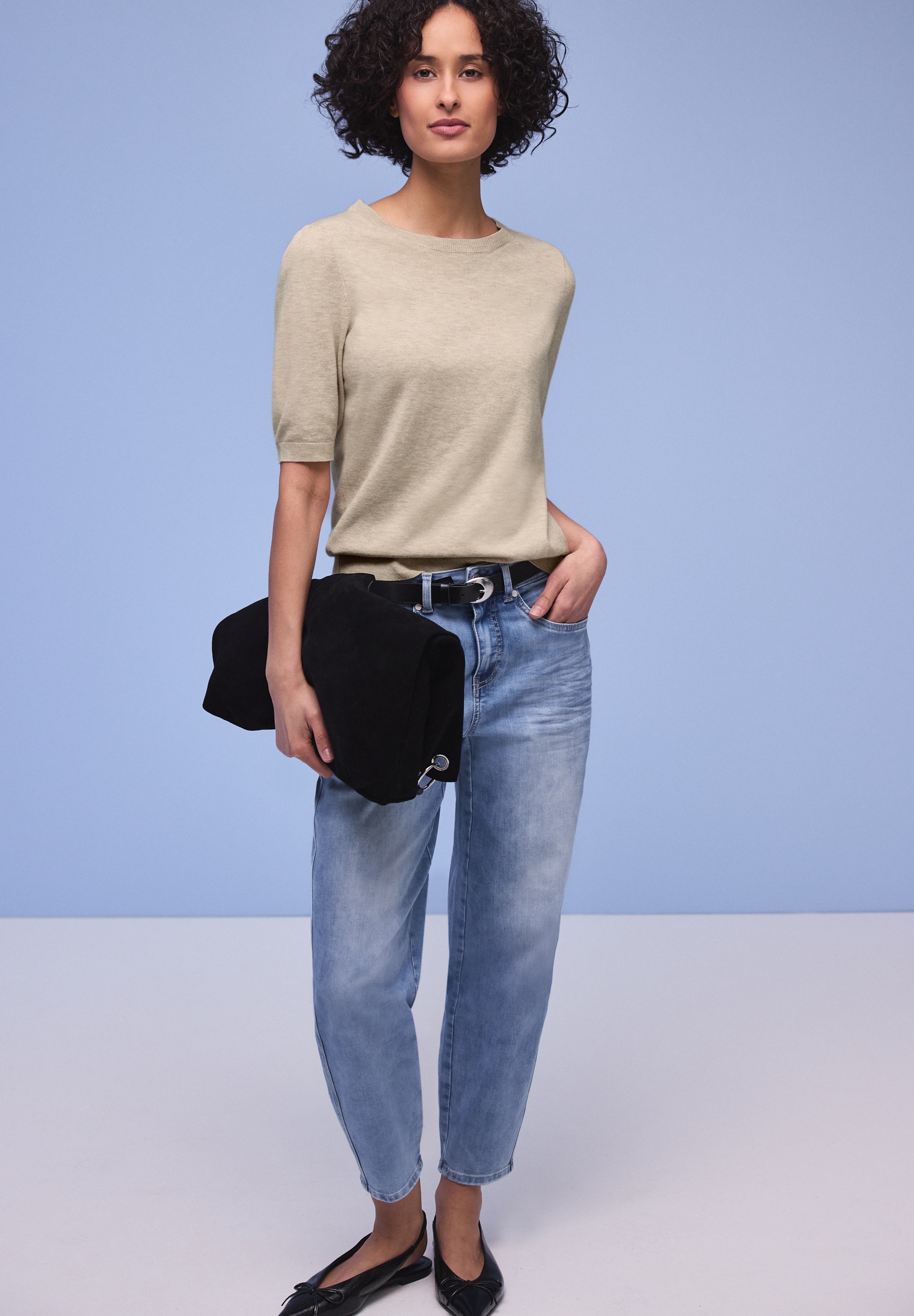 STREET ONE Pull en tricot Halbarm mit modischen Pull-Ärmeln